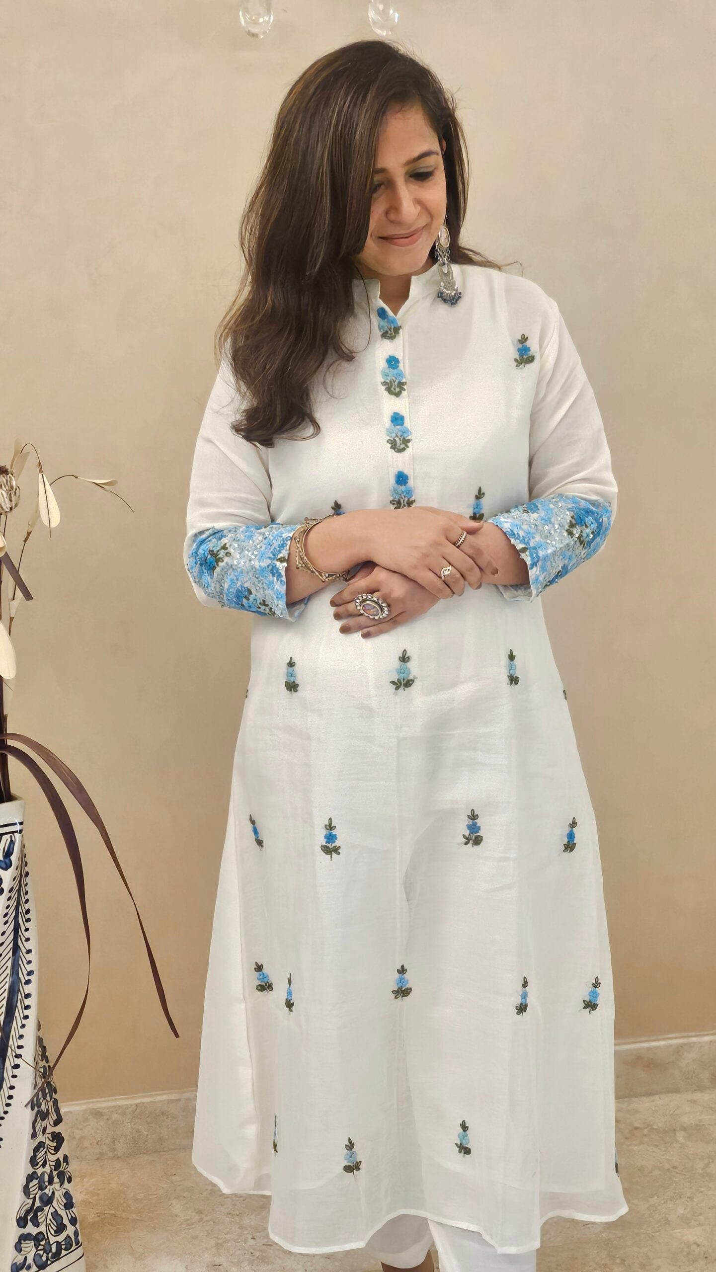 Heart On The Sleeves – Embroidered Cotton Silk Kurta Set
