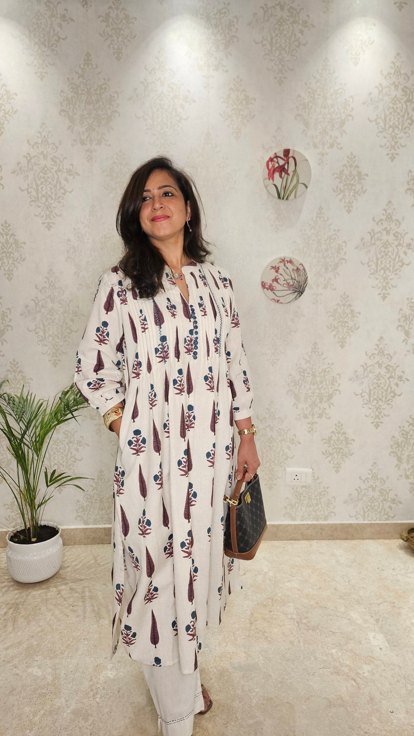 Safed Pe Laal – Ivory & Maroon Office Wear Cotton Coord Set