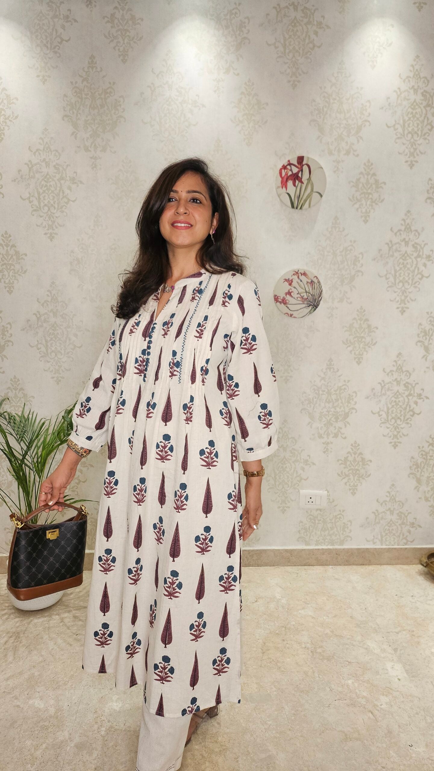 Safed Pe Laal – Ivory & Maroon Office Wear Cotton Coord Set