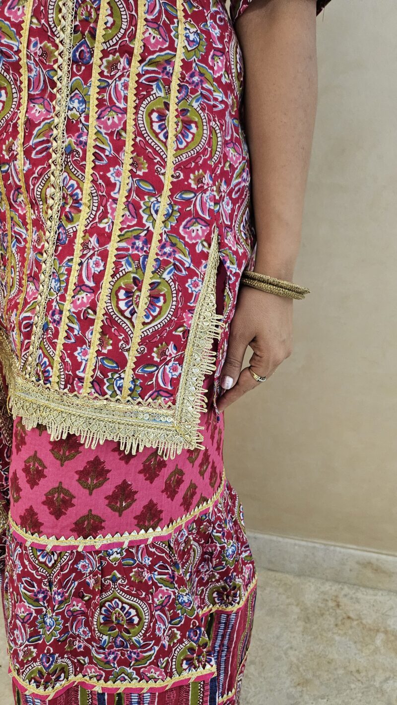 Short Kurti Sharara Dupatta Set with Gotta Patti Detailing