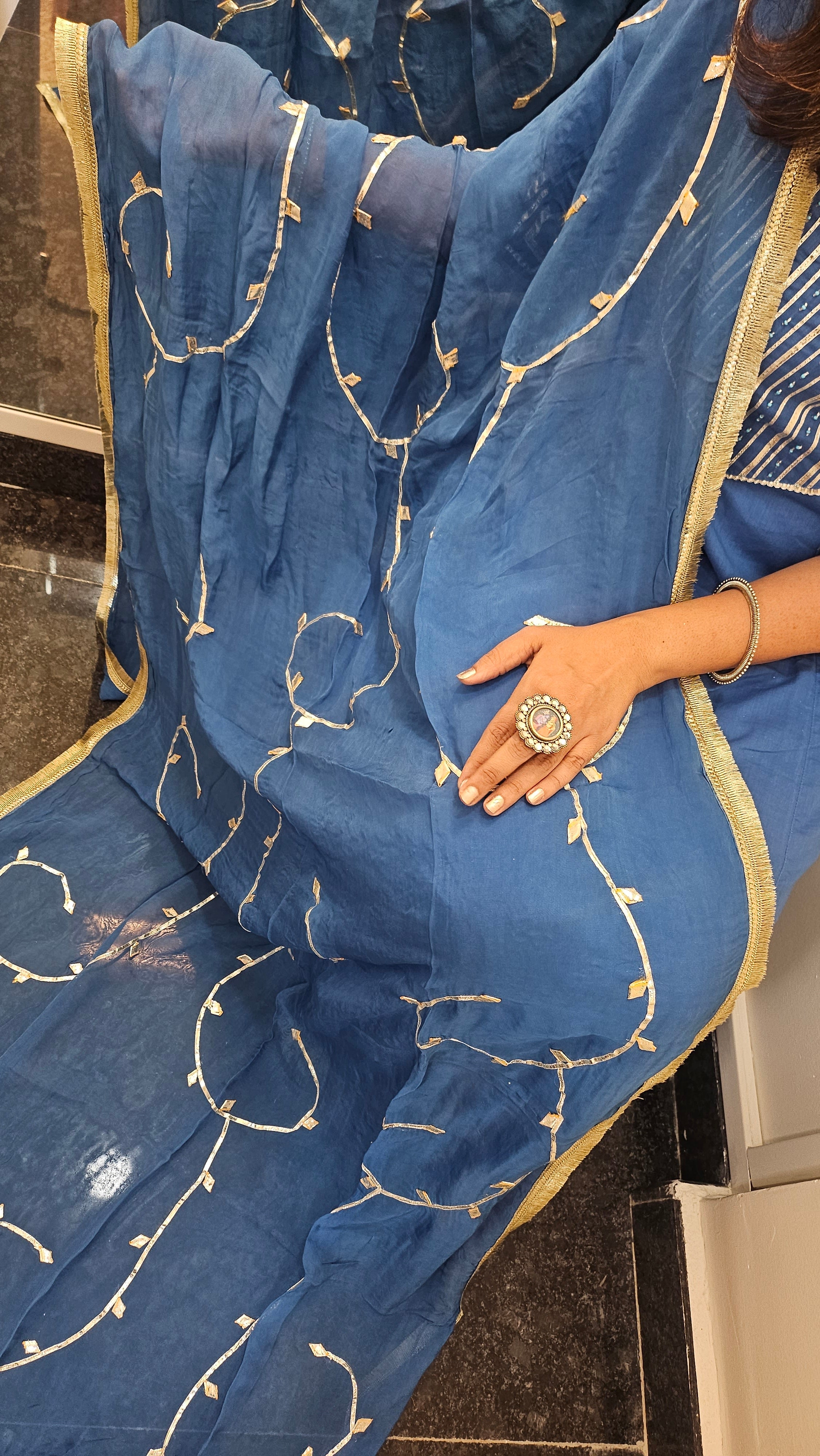 Blue Gotta Patti Work Dupatta Suit