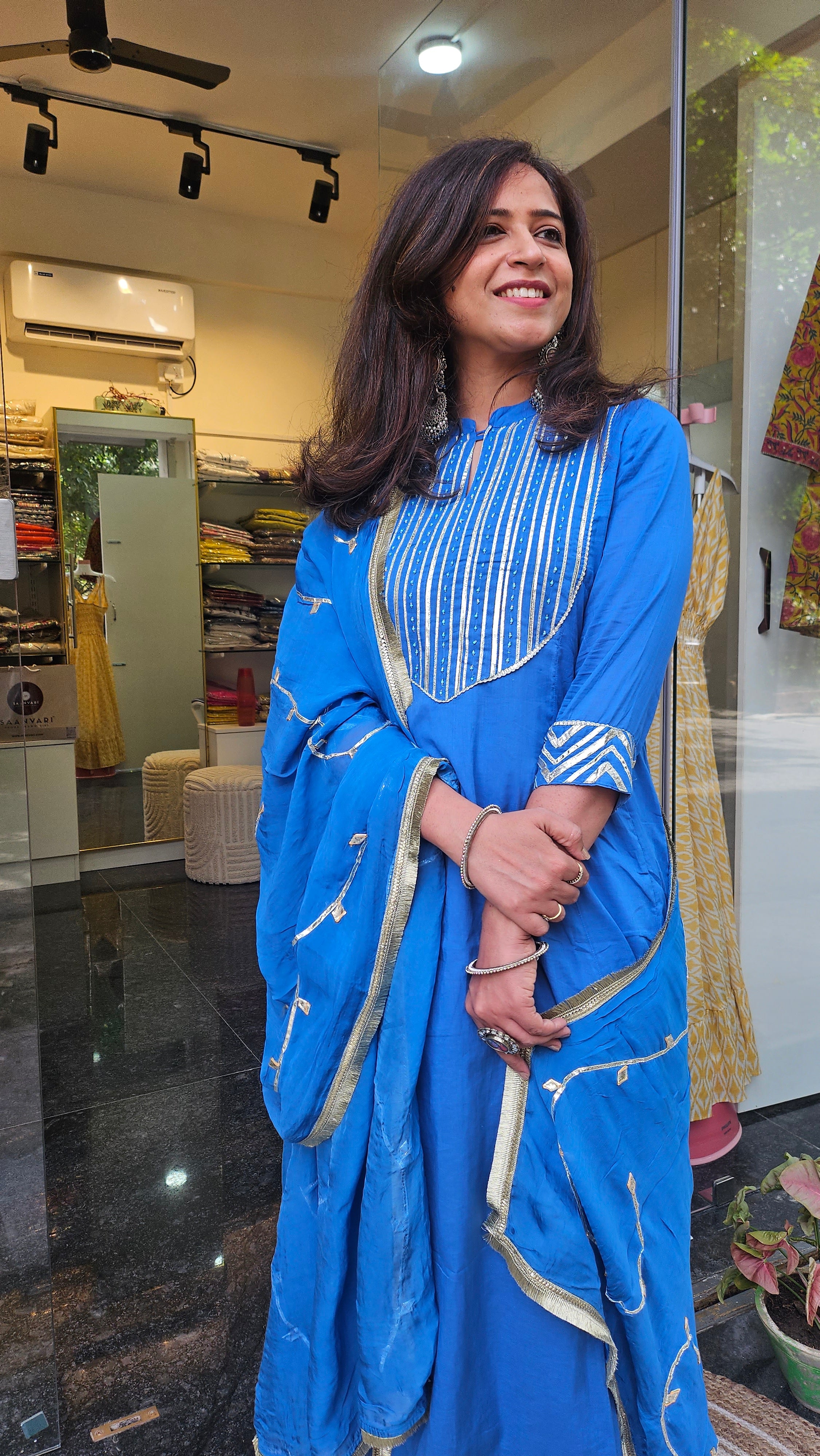 Blue Gotta Patti Work Dupatta Suit