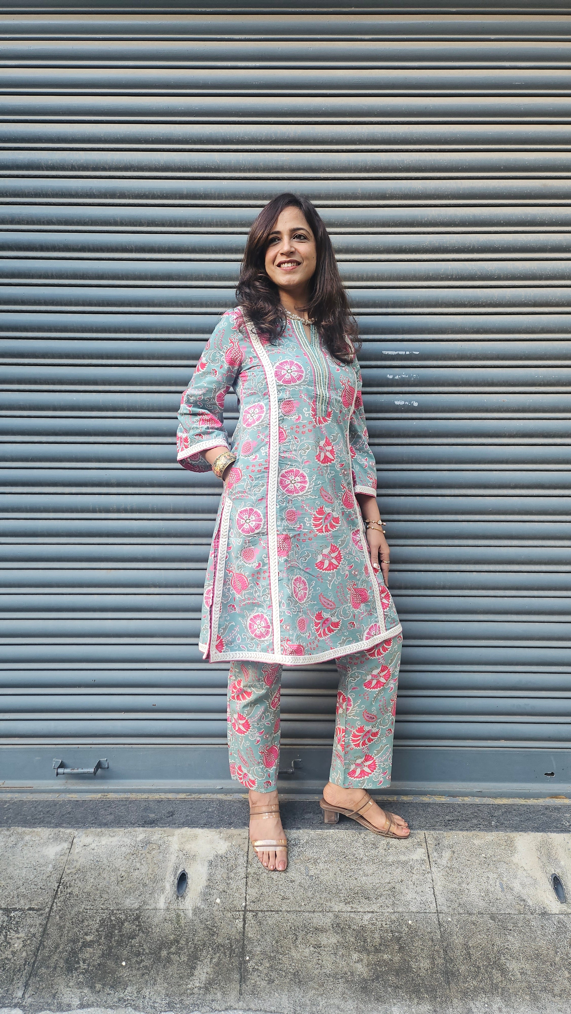 Pastel Green Floral Cotton Co-ord Set