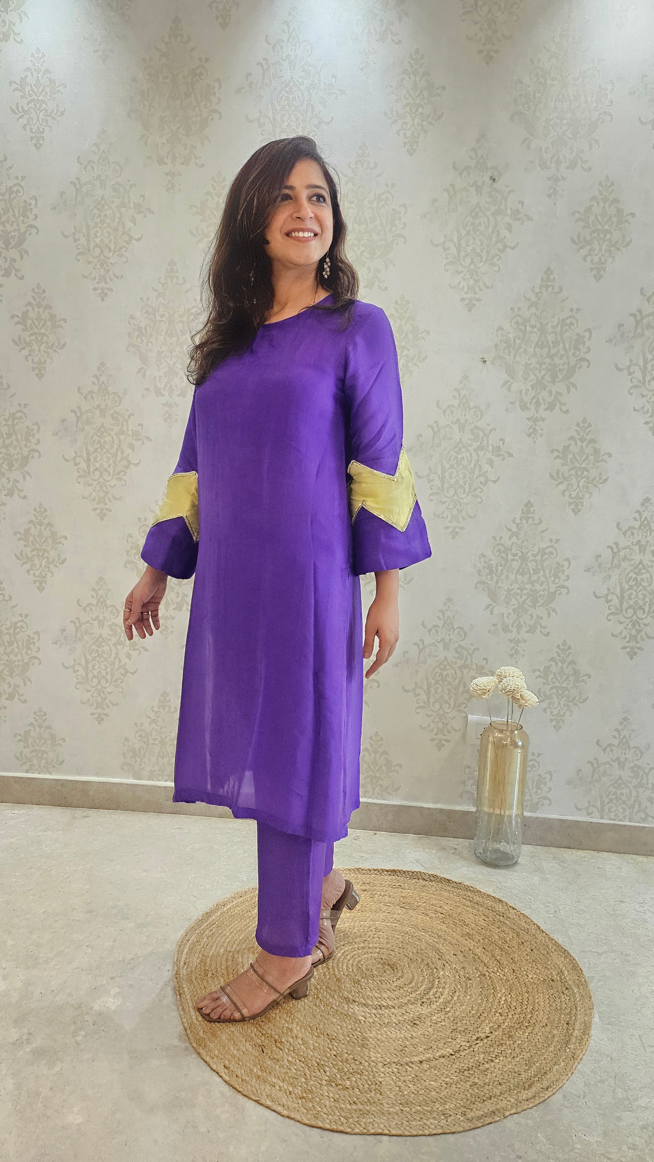 Purple Coord Set With Contrast Sleeves