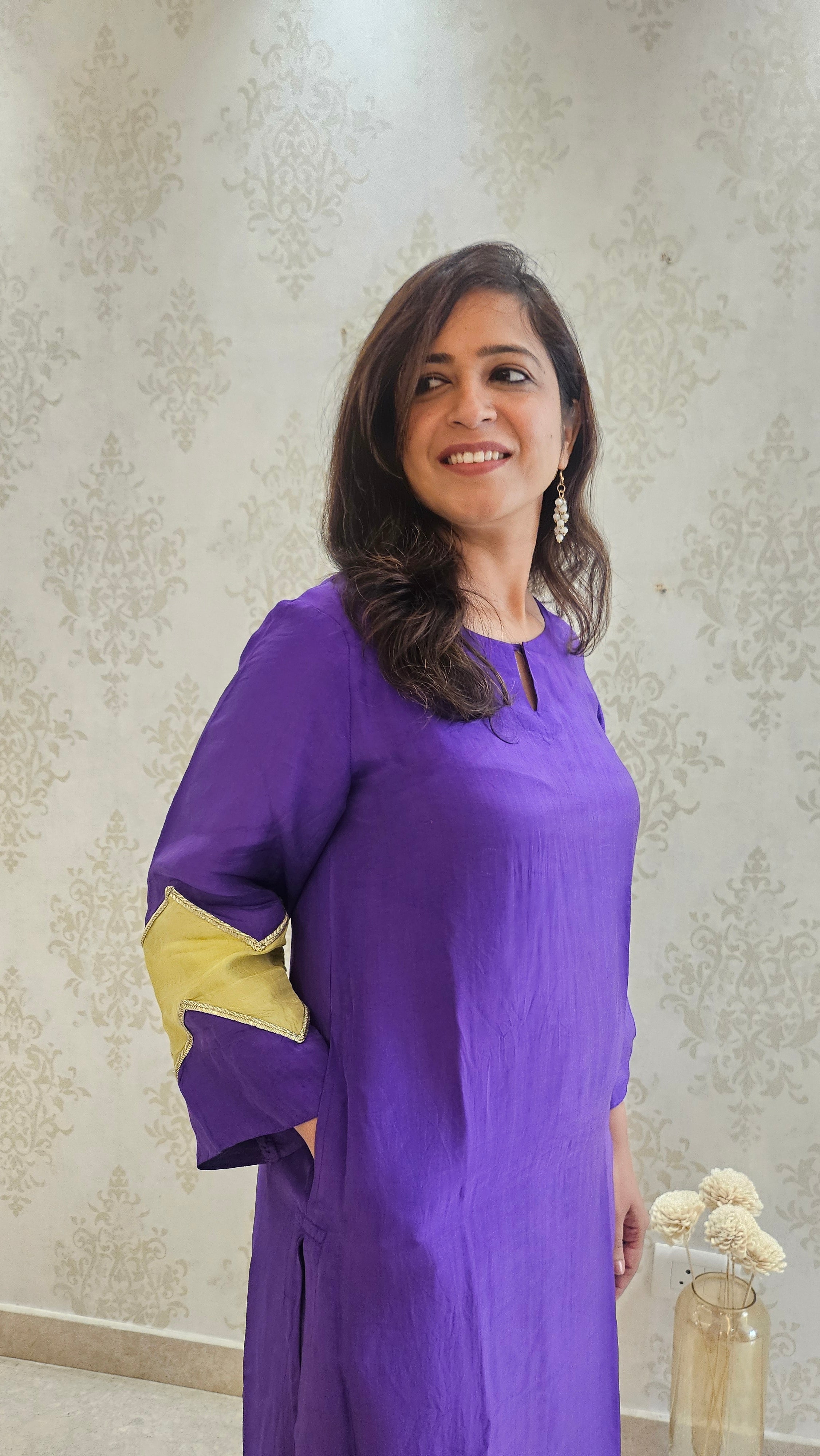 Purple Coord Set With Contrast Sleeves