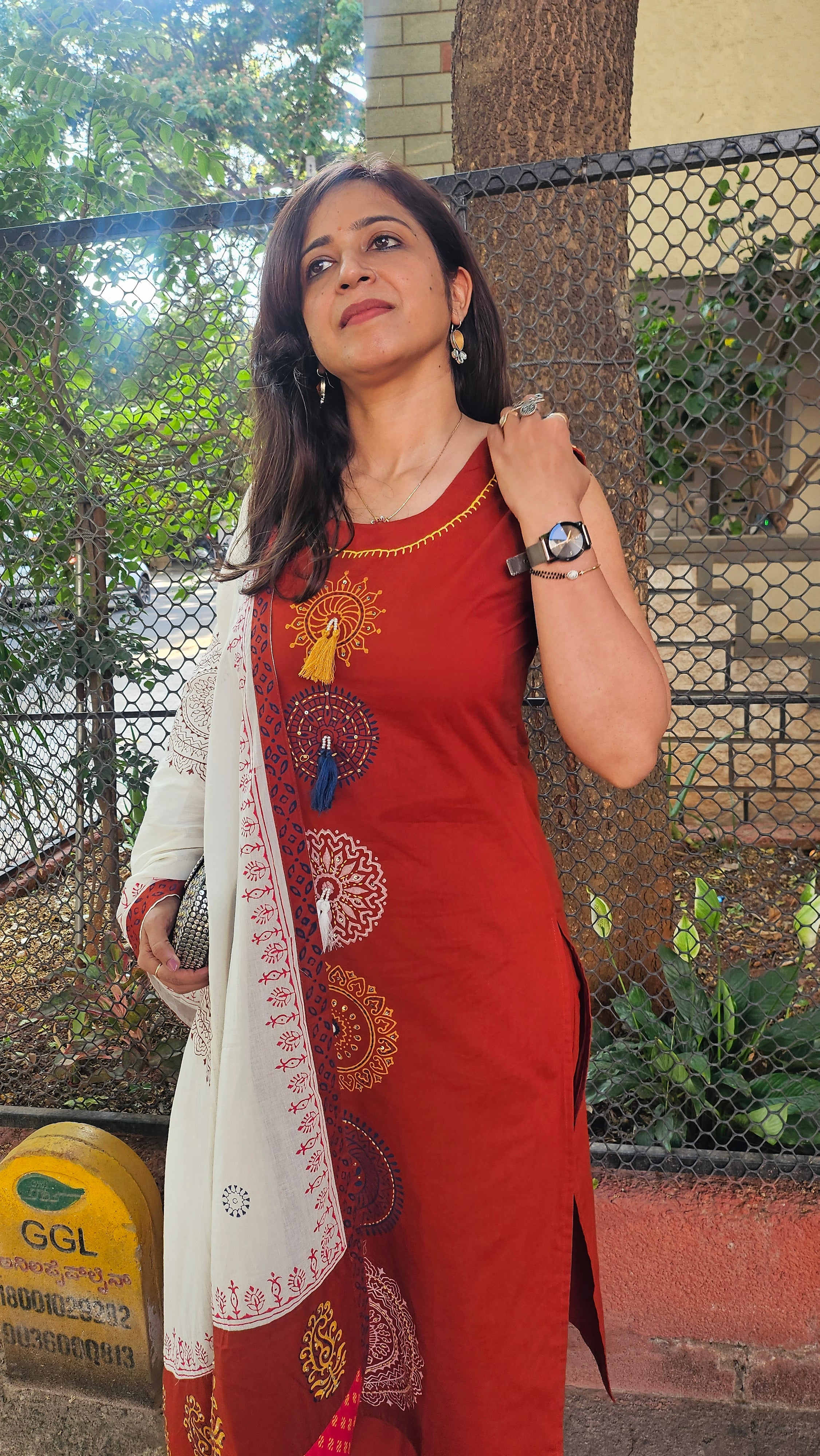 Rusty Magic Cotton Dupatta Set