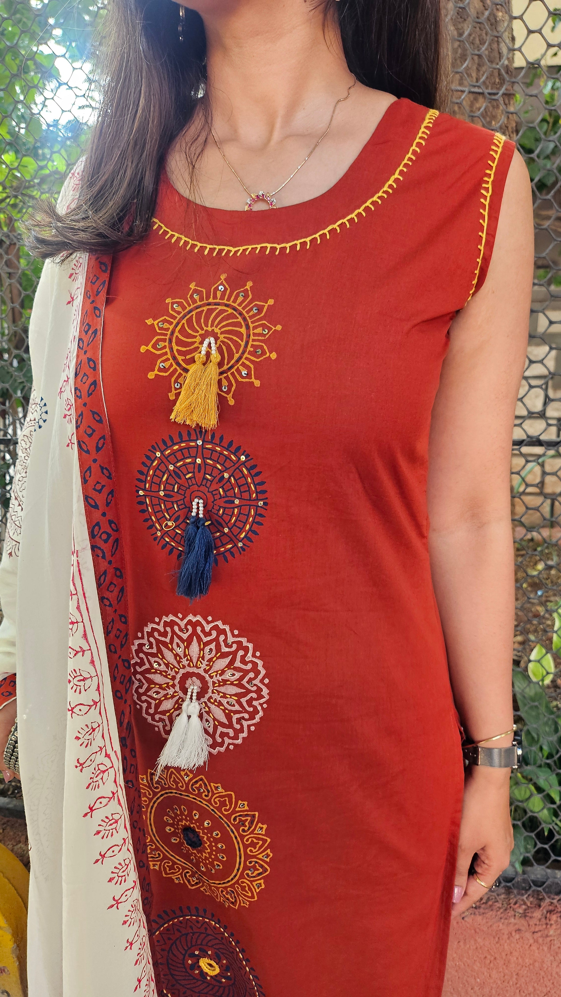 Rusty Magic Cotton Dupatta Set