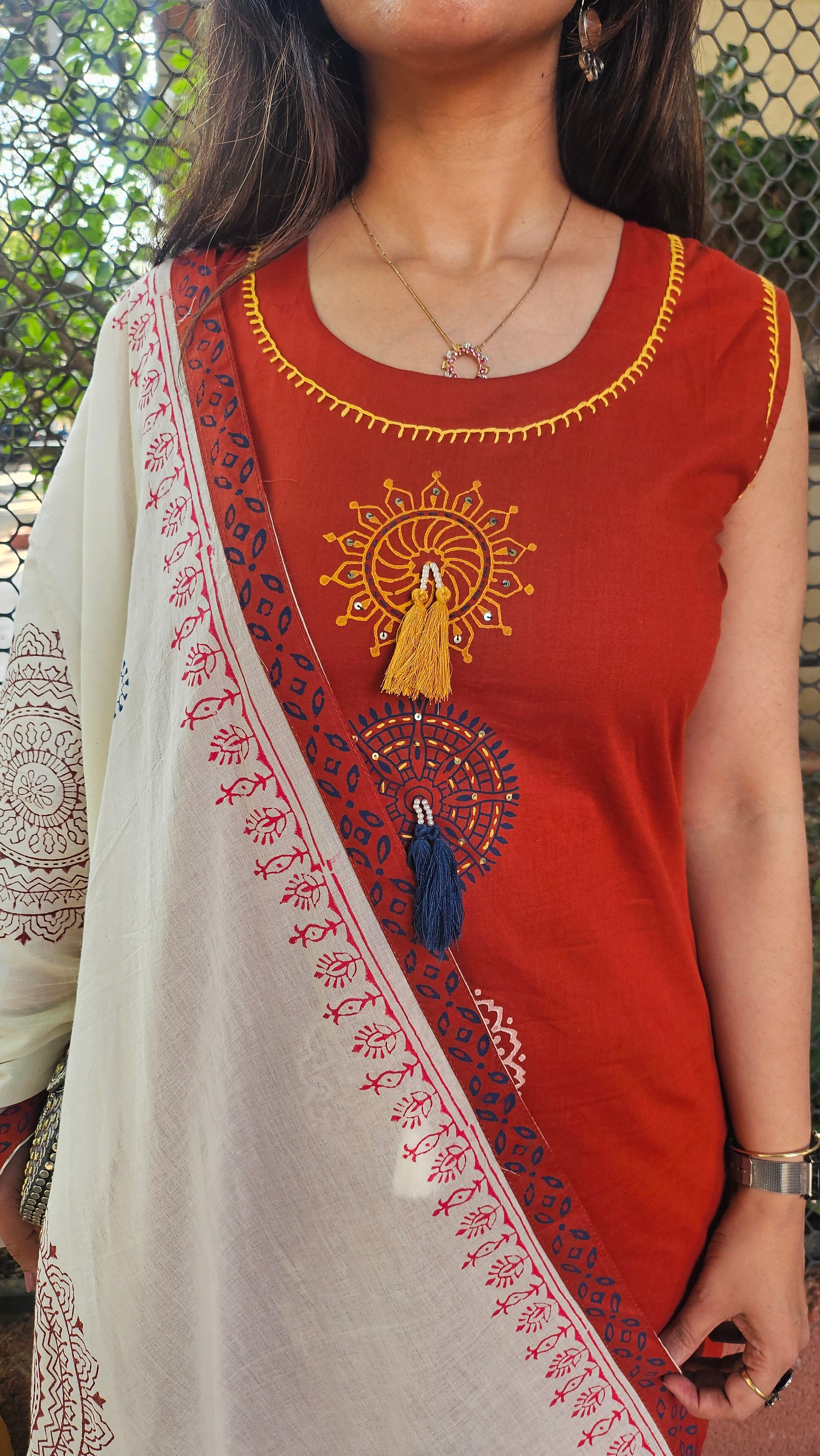 Rusty Magic Cotton Dupatta Set