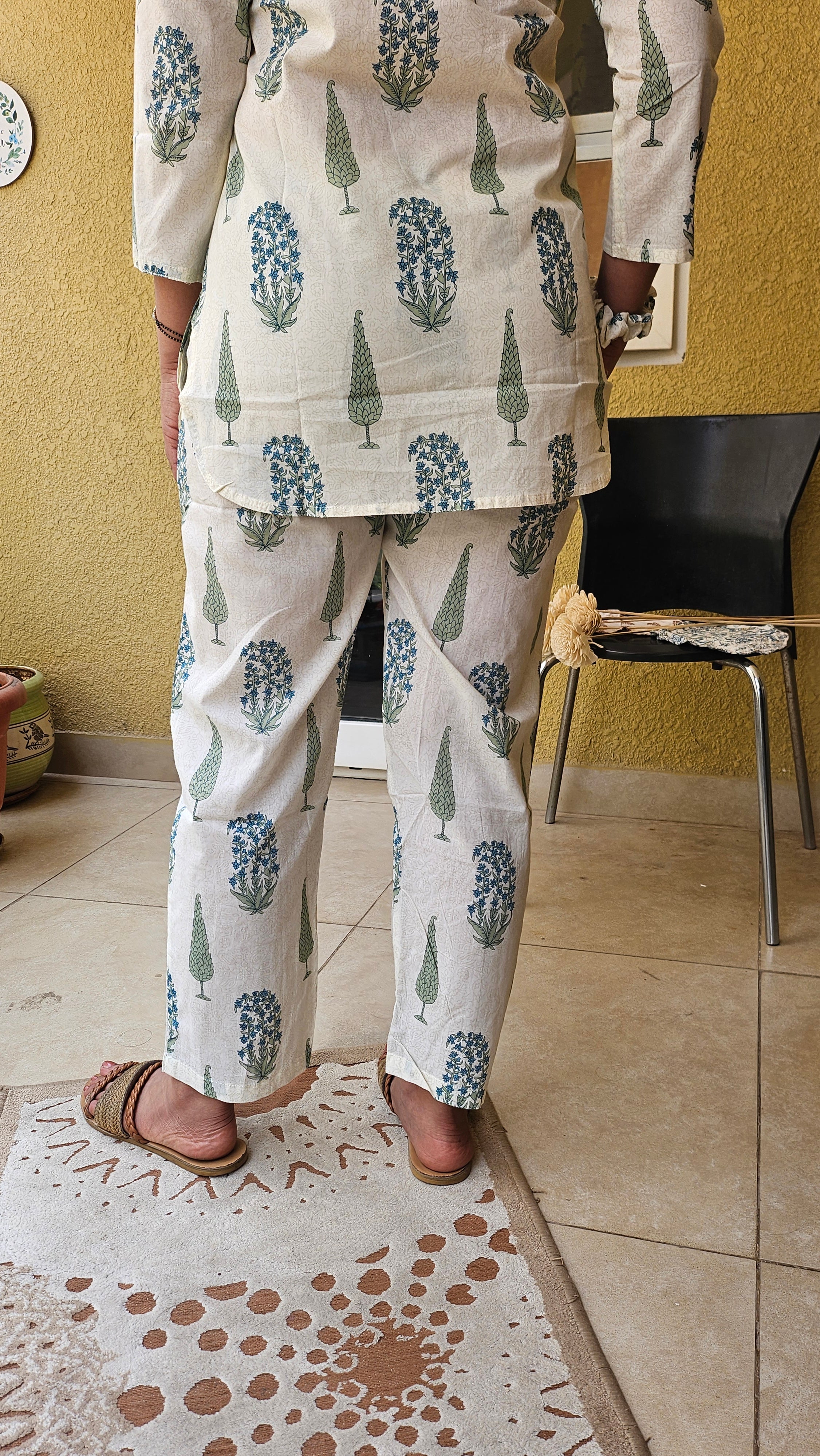 Jaipur Block Print Cotton Coord Set with Scrunchie