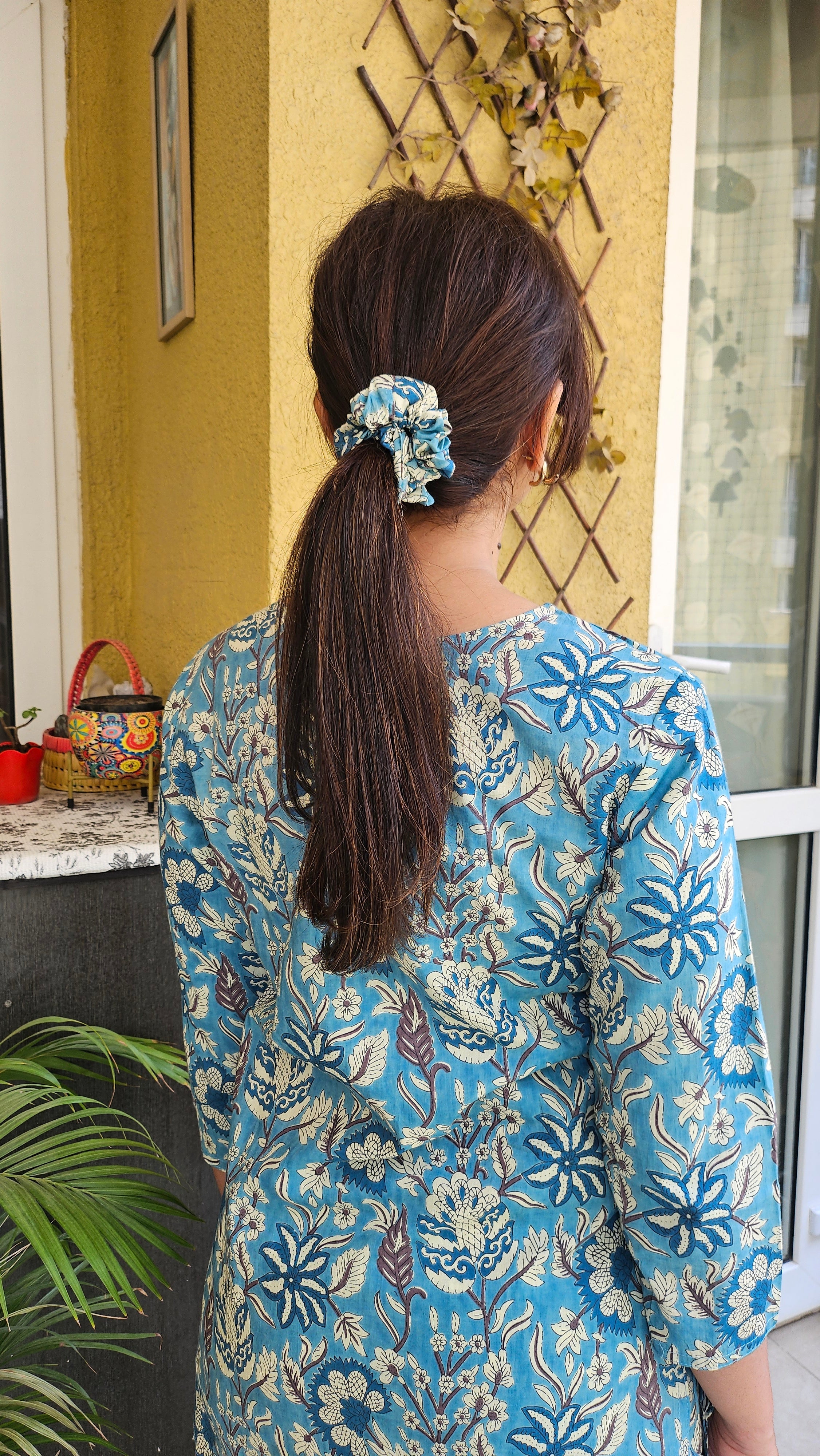 Blue Meadow Floral Co-ord Set with Scrunchie
