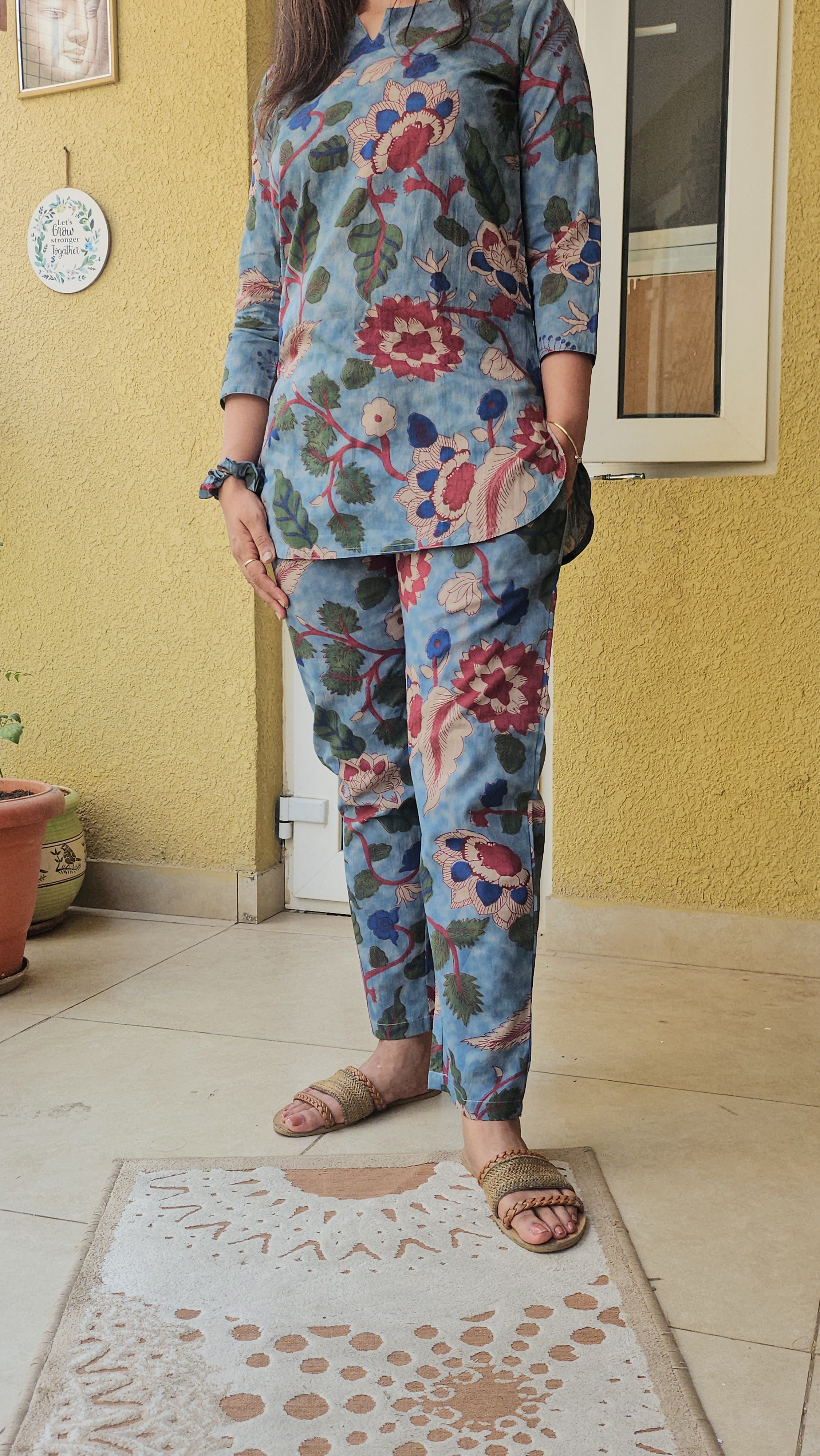 Royal Bloom Jaipur Print Coord Set with Matching Scrunchie