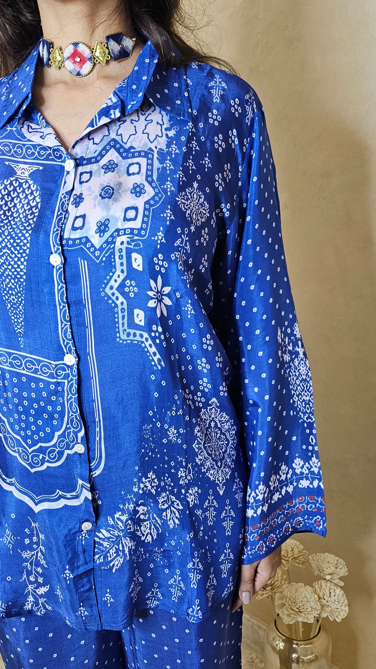 Royal Blue Bandhani Print Lightweight Co-ord Set for Women