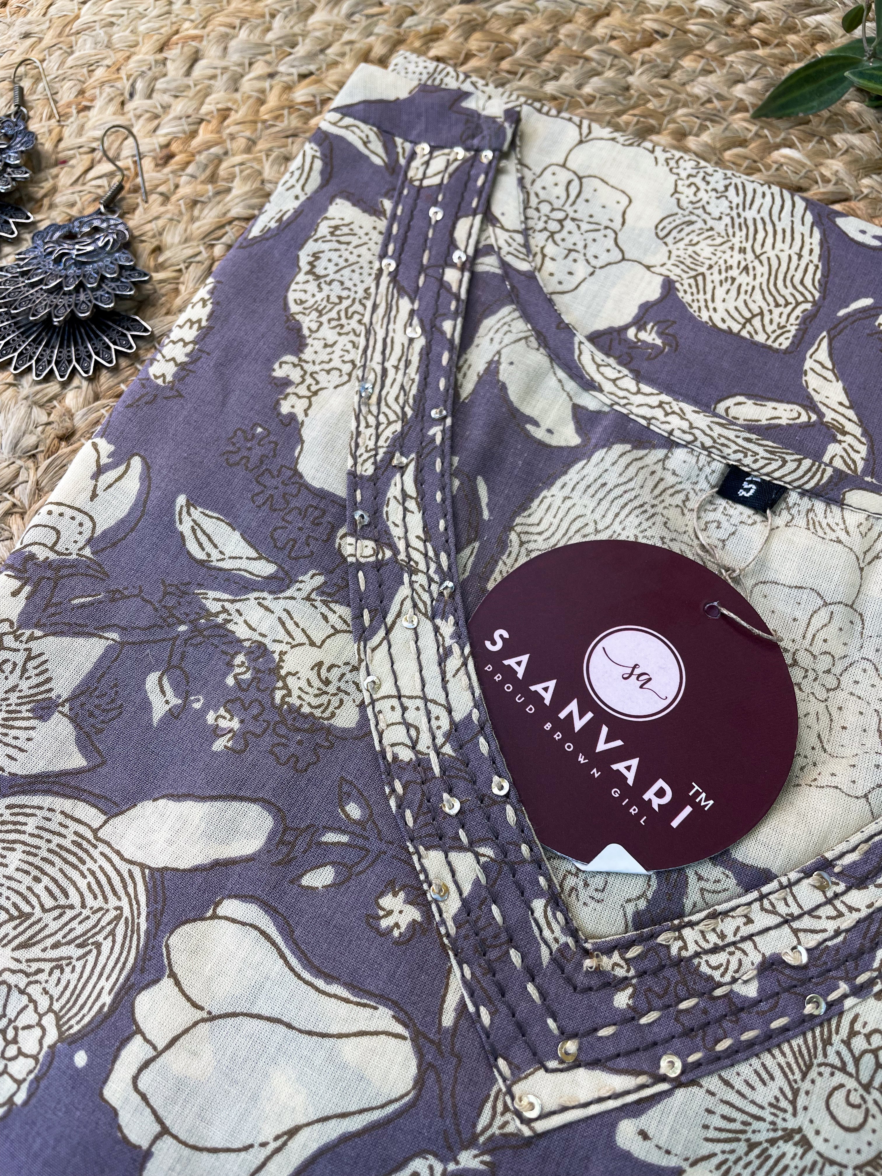 Grey Cotton Straight Kurta – Jaipur Collection