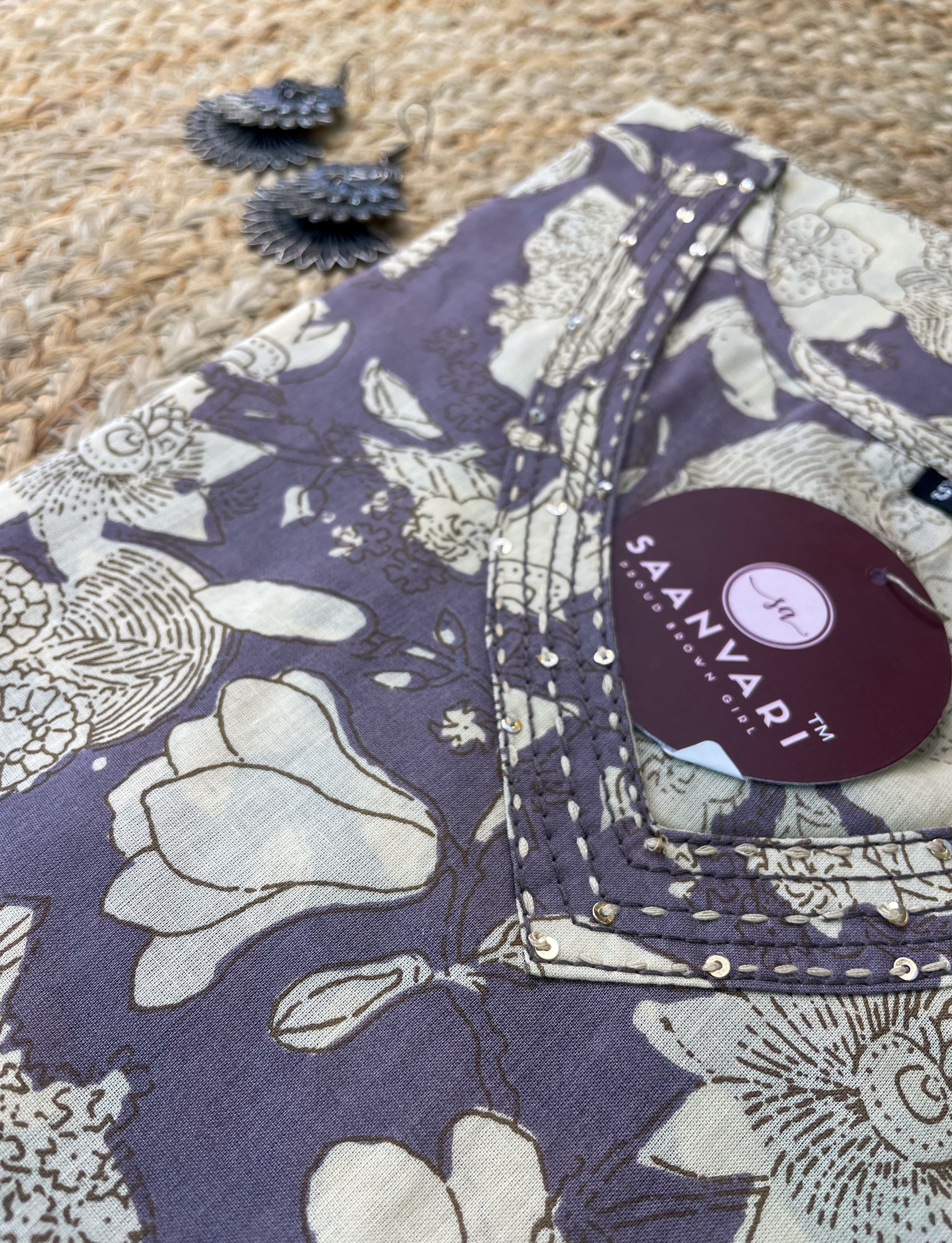 Grey Cotton Straight Kurta – Jaipur Collection