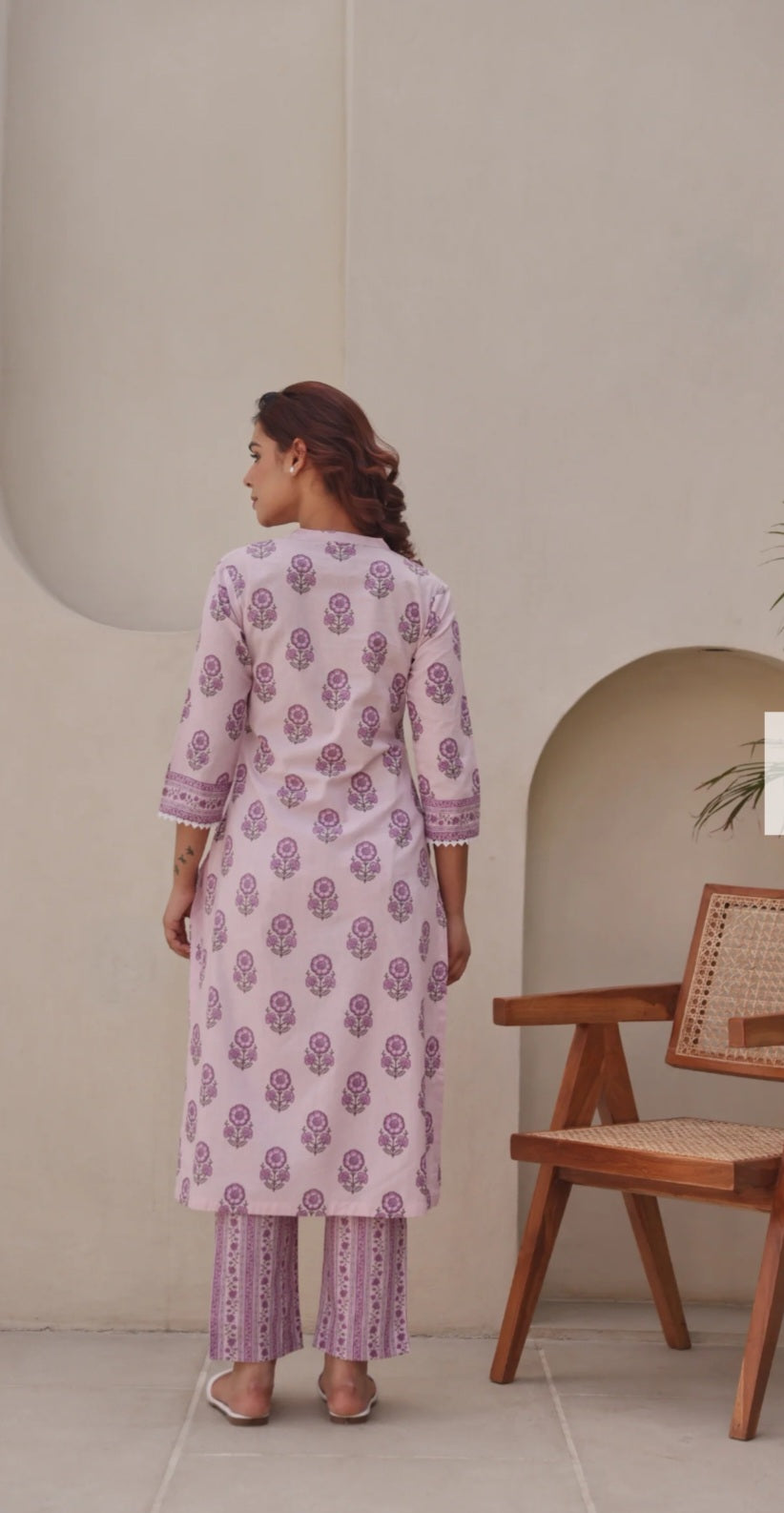 Pastel Pink Floral Printed Kurta Set