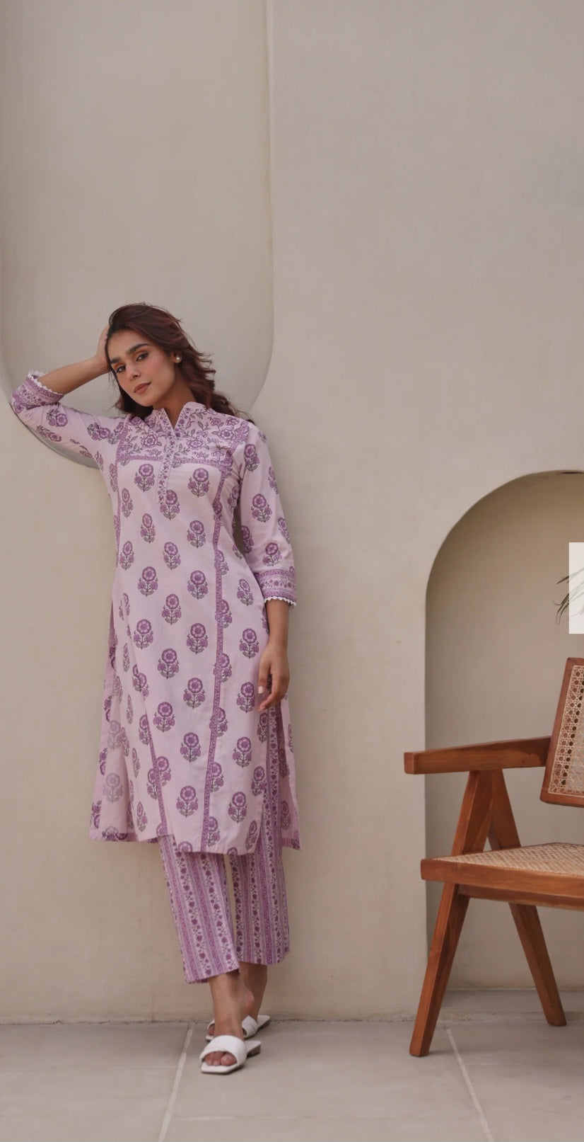 Pastel Pink Floral Printed Kurta Set