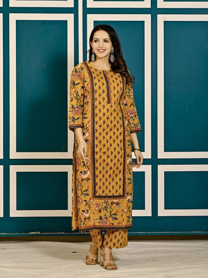 Yellow Block Print – Jaipuri Cotton Dupatta Suit
