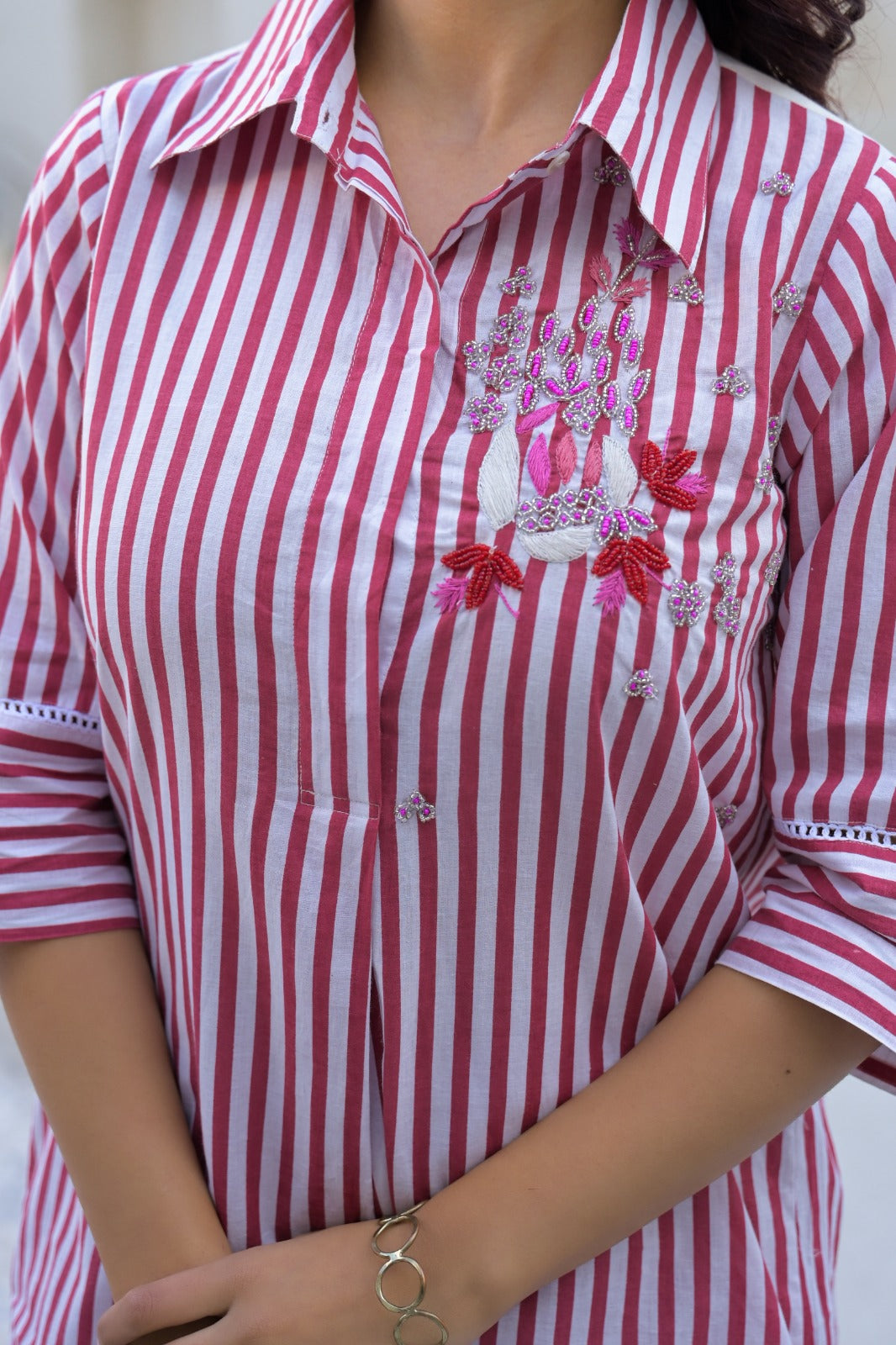 Red Stripe Cotton Co-Ord Set