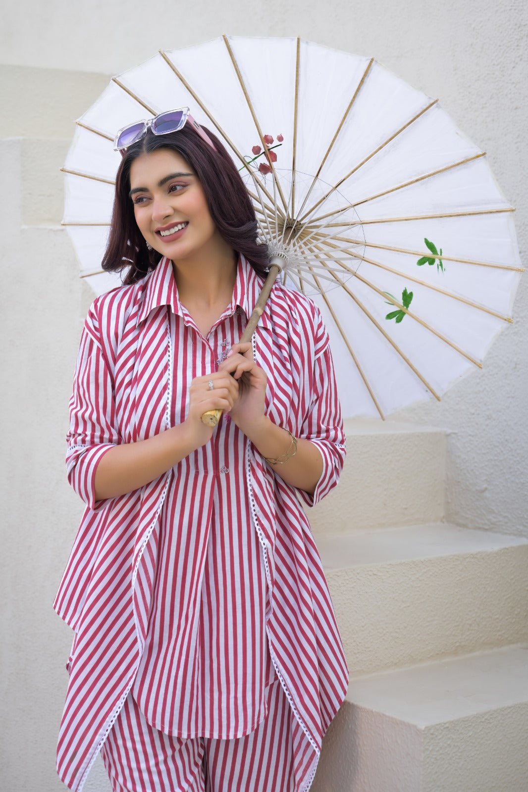 Red Stripe Cotton Co-Ord Set