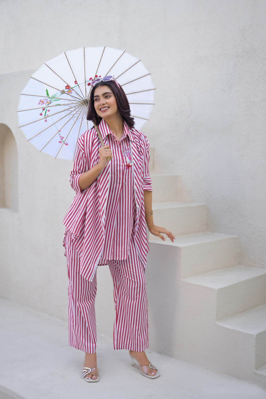 Red Stripe Cotton Co-Ord Set