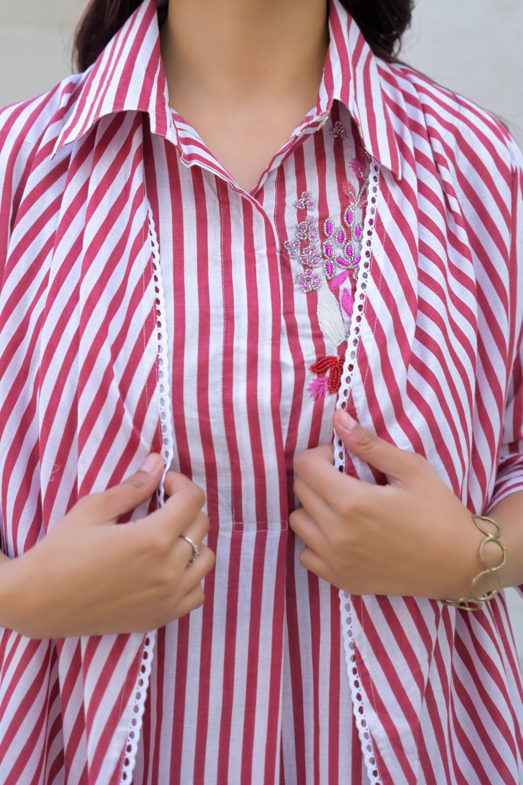 Red Stripe Cotton Co-Ord Set