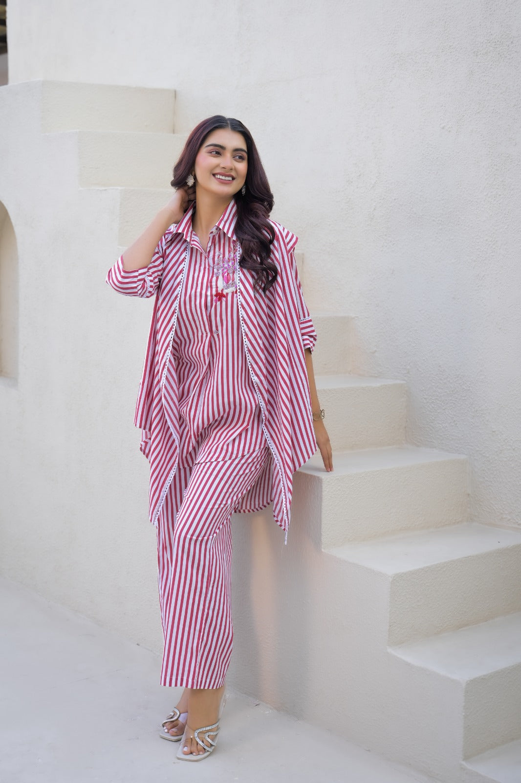 Red Stripe Cotton Co-Ord Set