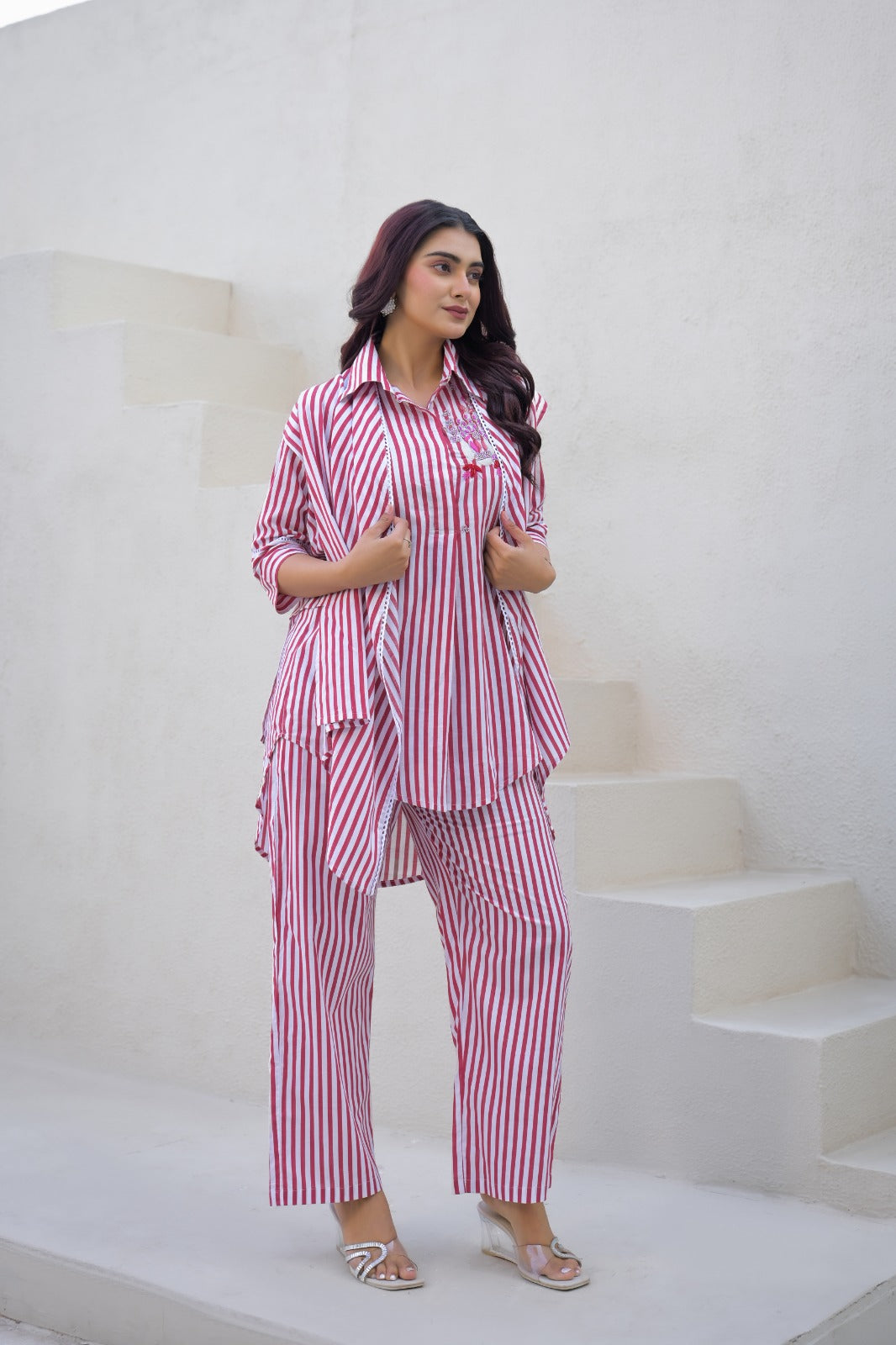 Red Stripe Cotton Co-Ord Set