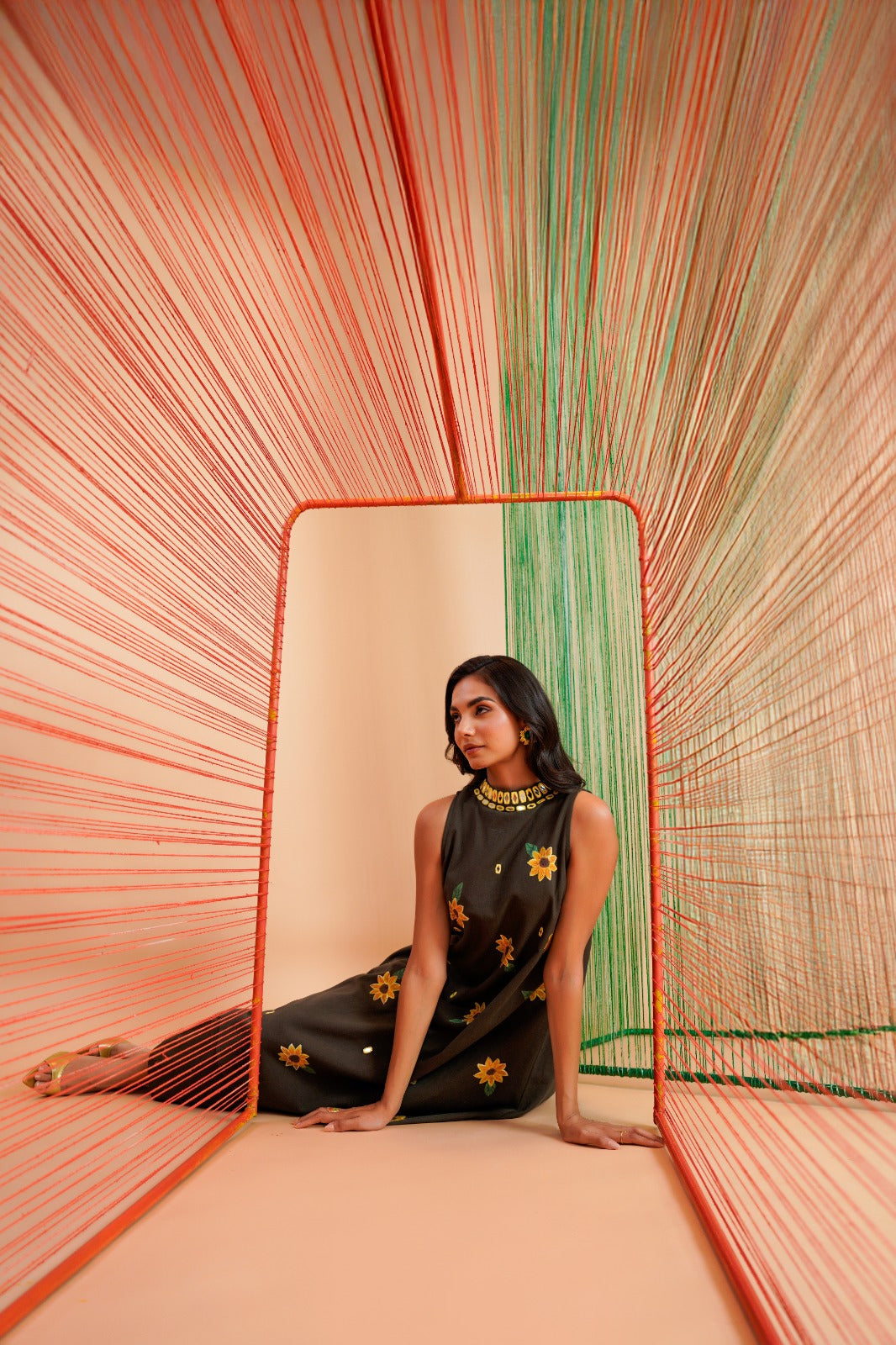 Olive Green Handpainted A-Line coord Set