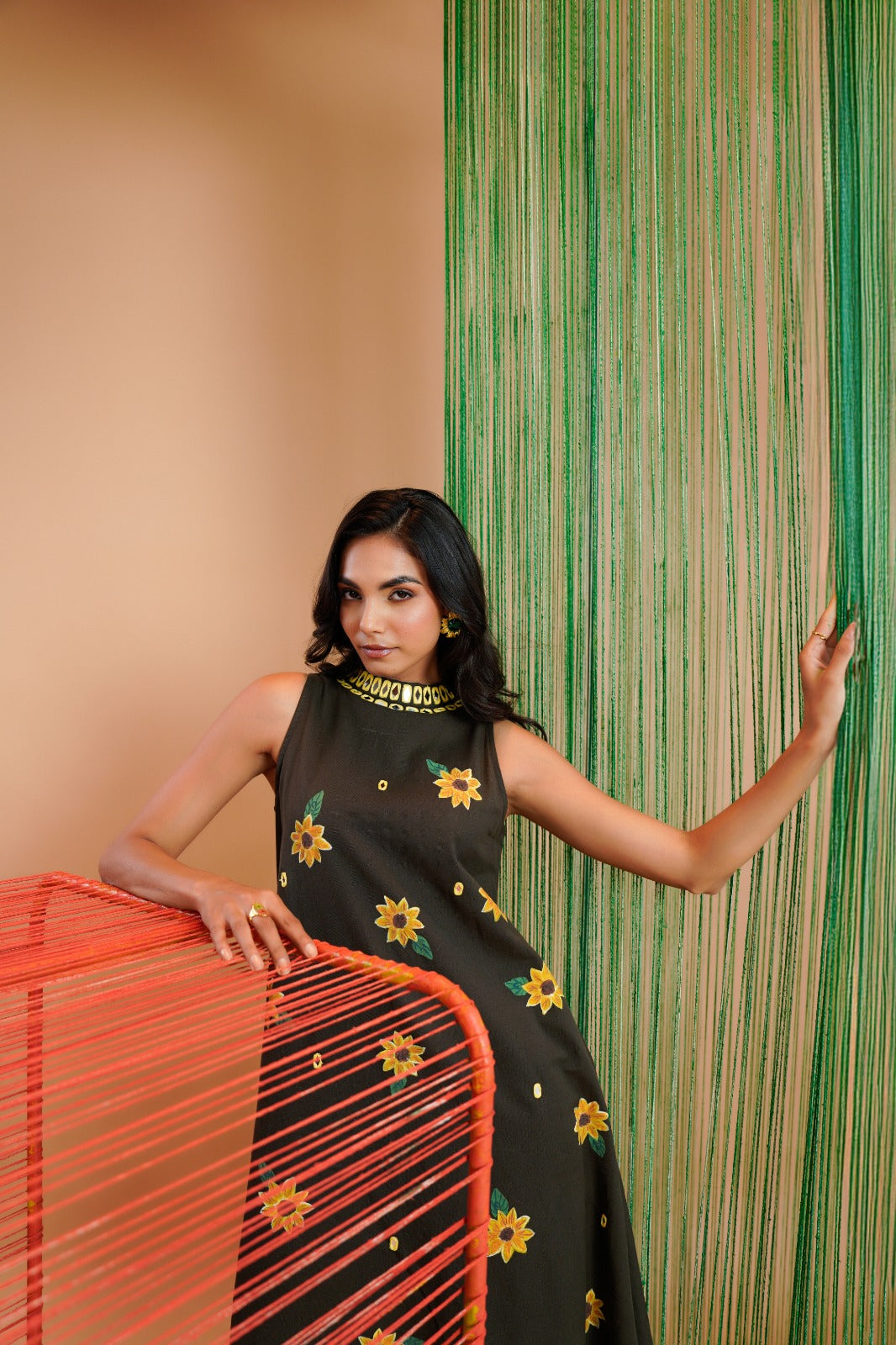 Olive Green Handpainted A-Line coord Set