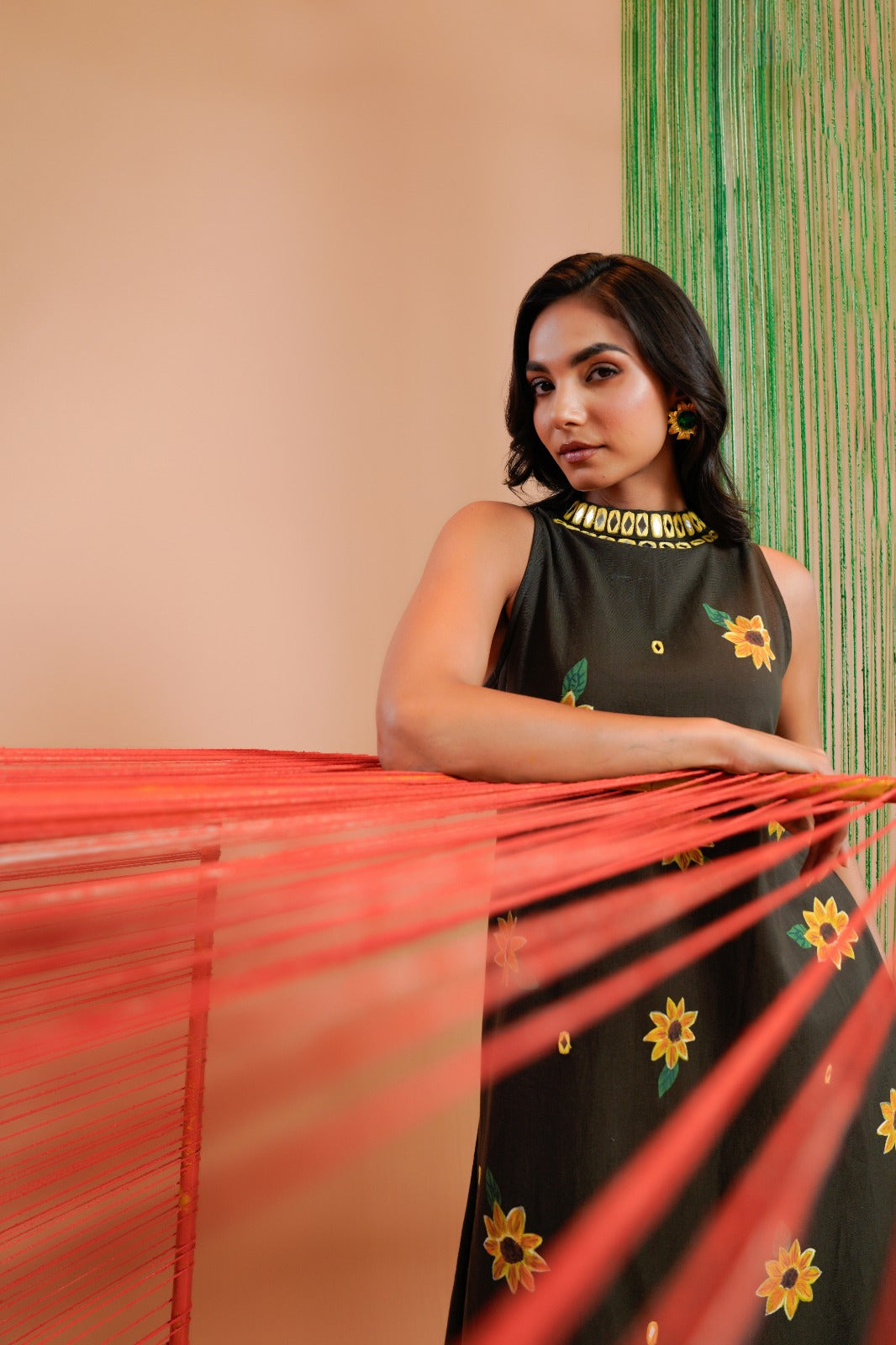 Olive Green Handpainted A-Line coord Set