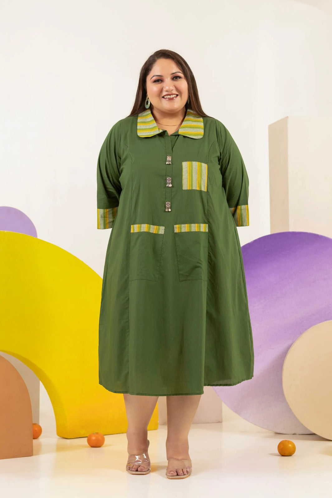 Plus Size : Solid Cotton Dress – Jaipur Comfort Edit (4XL - 7XL)