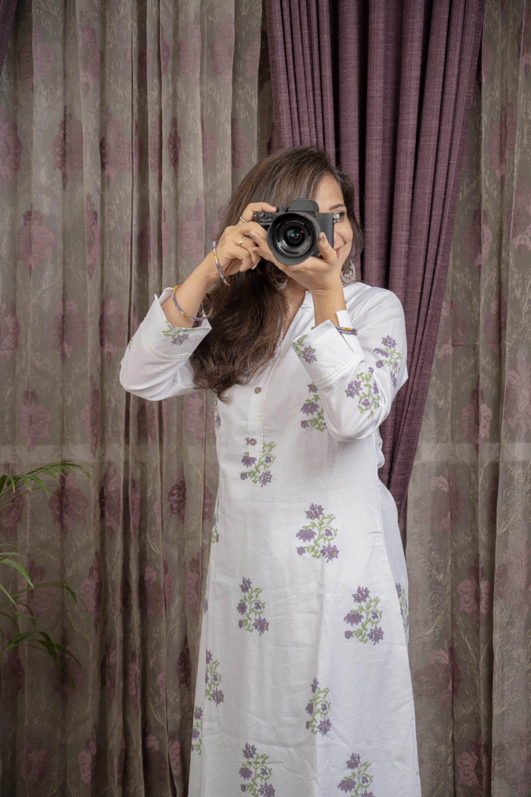 White Blossom – Cotton Kurta Pant Set