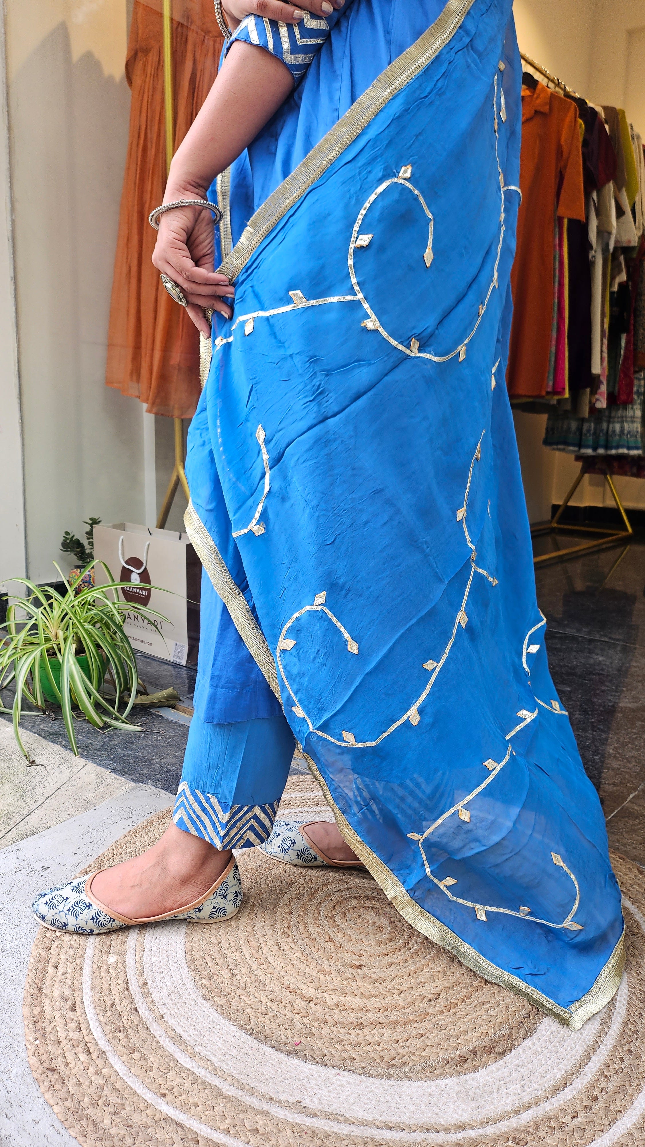 Blue Gotta Patti Work Dupatta Suit