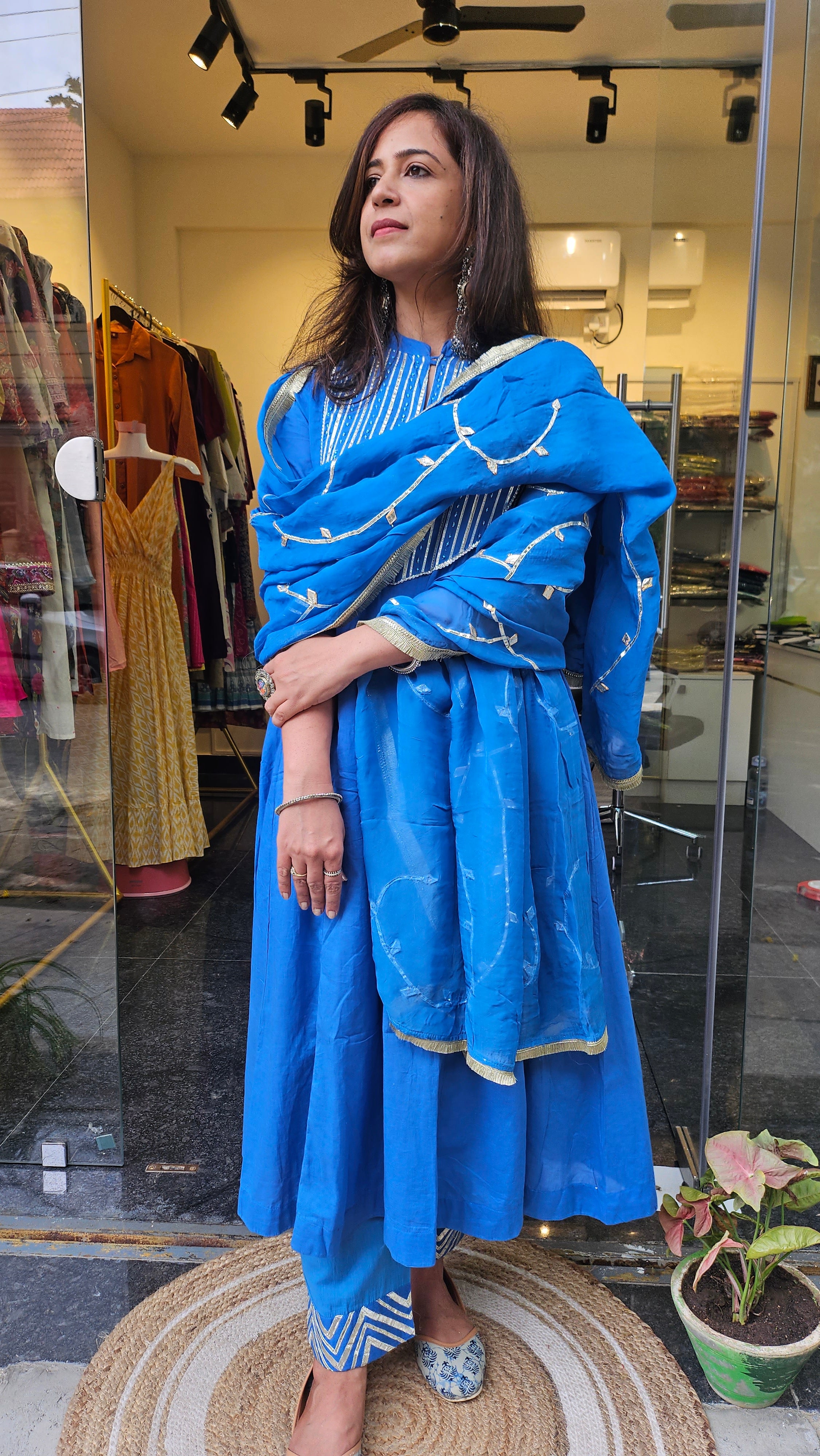 Blue Gotta Patti Work Dupatta Suit