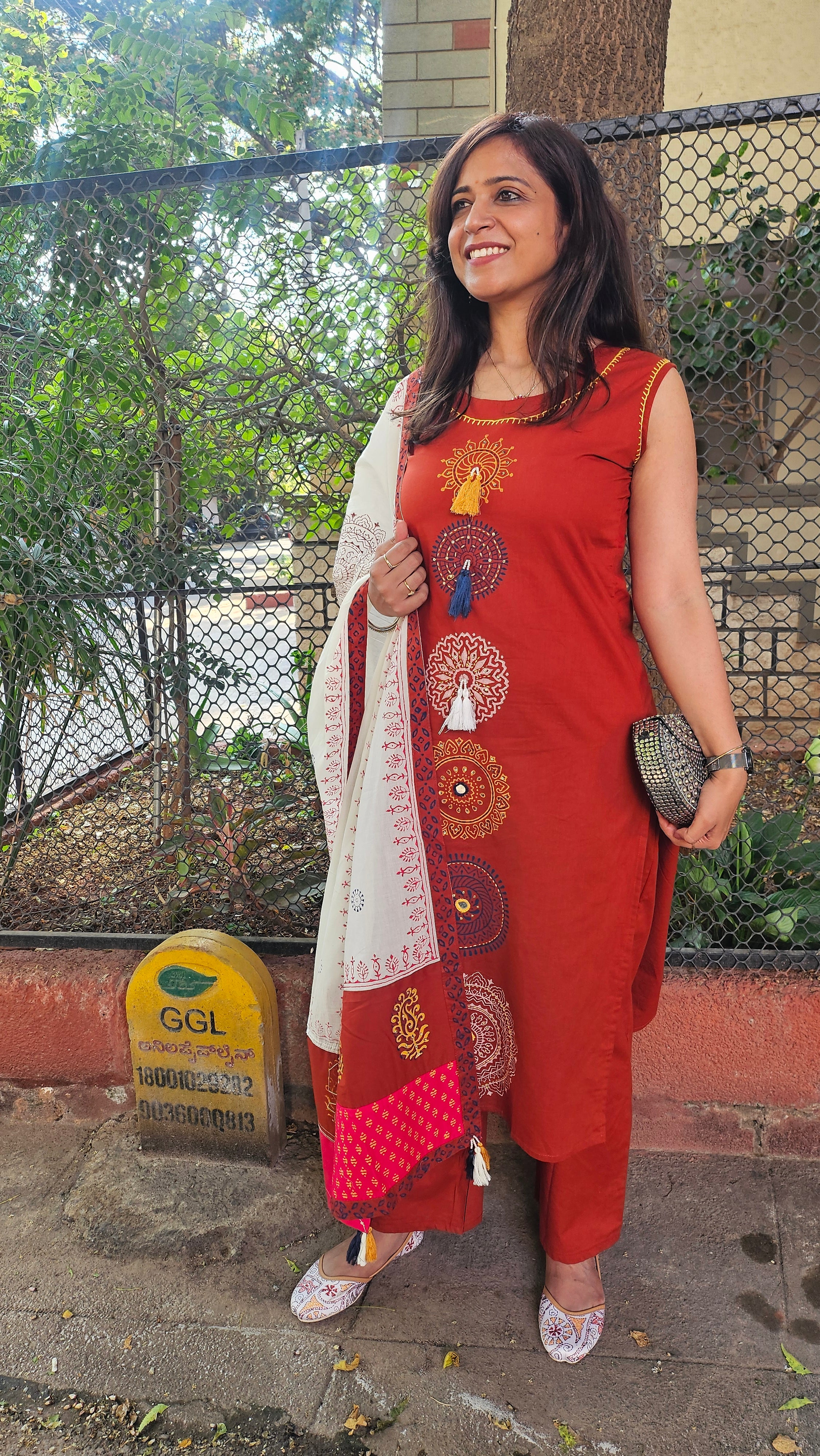 Rusty Magic Cotton Dupatta Set