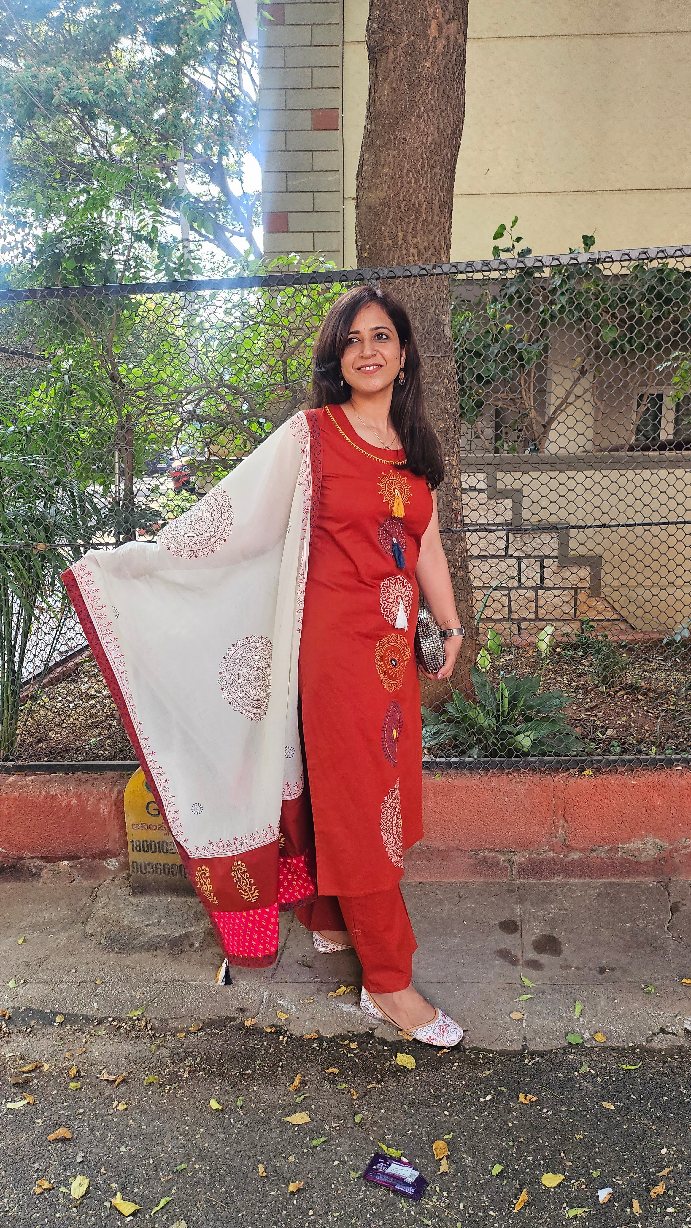 Rusty Magic Cotton Dupatta Set