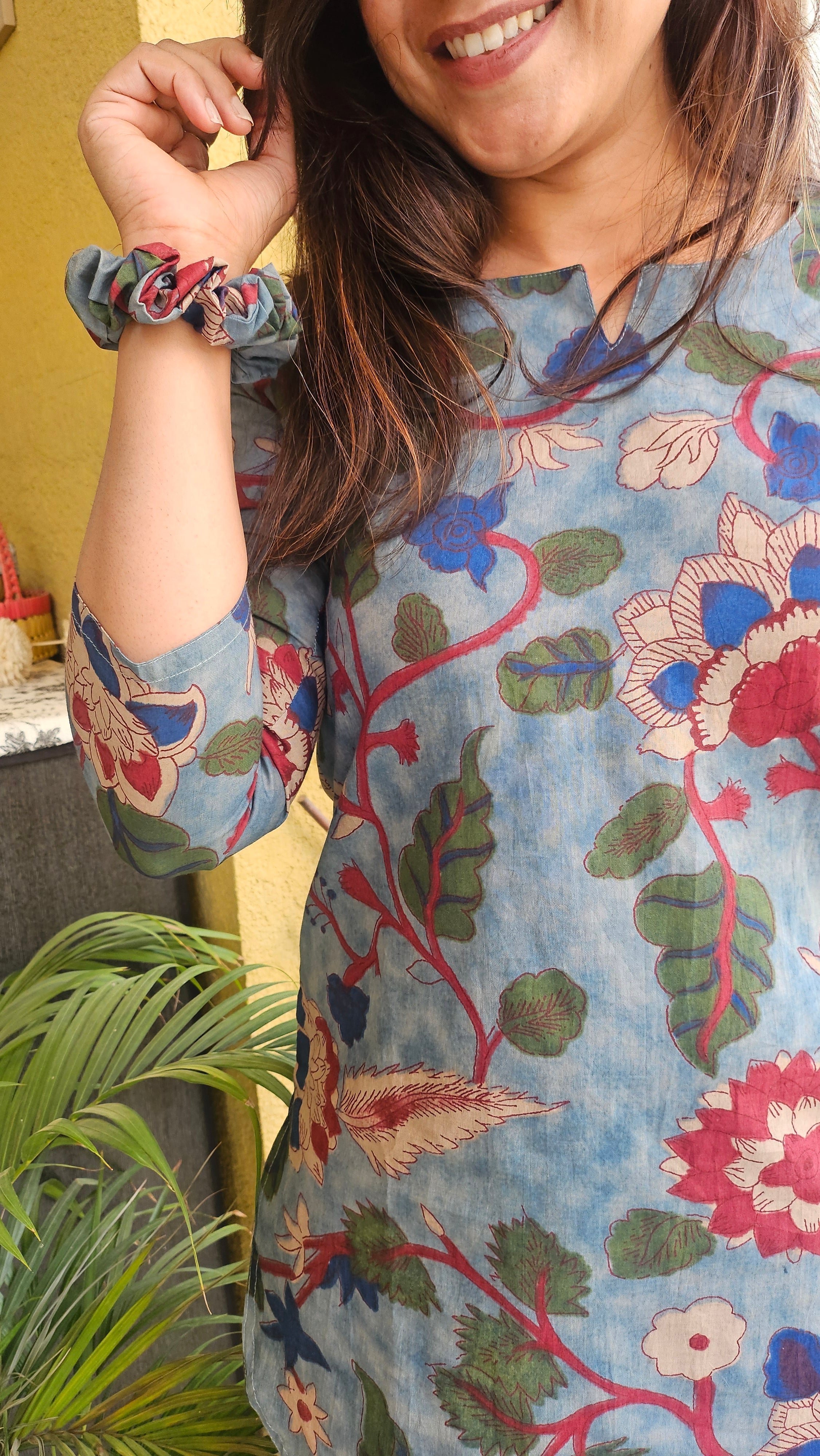 Royal Bloom Jaipur Print Coord Set with Matching Scrunchie