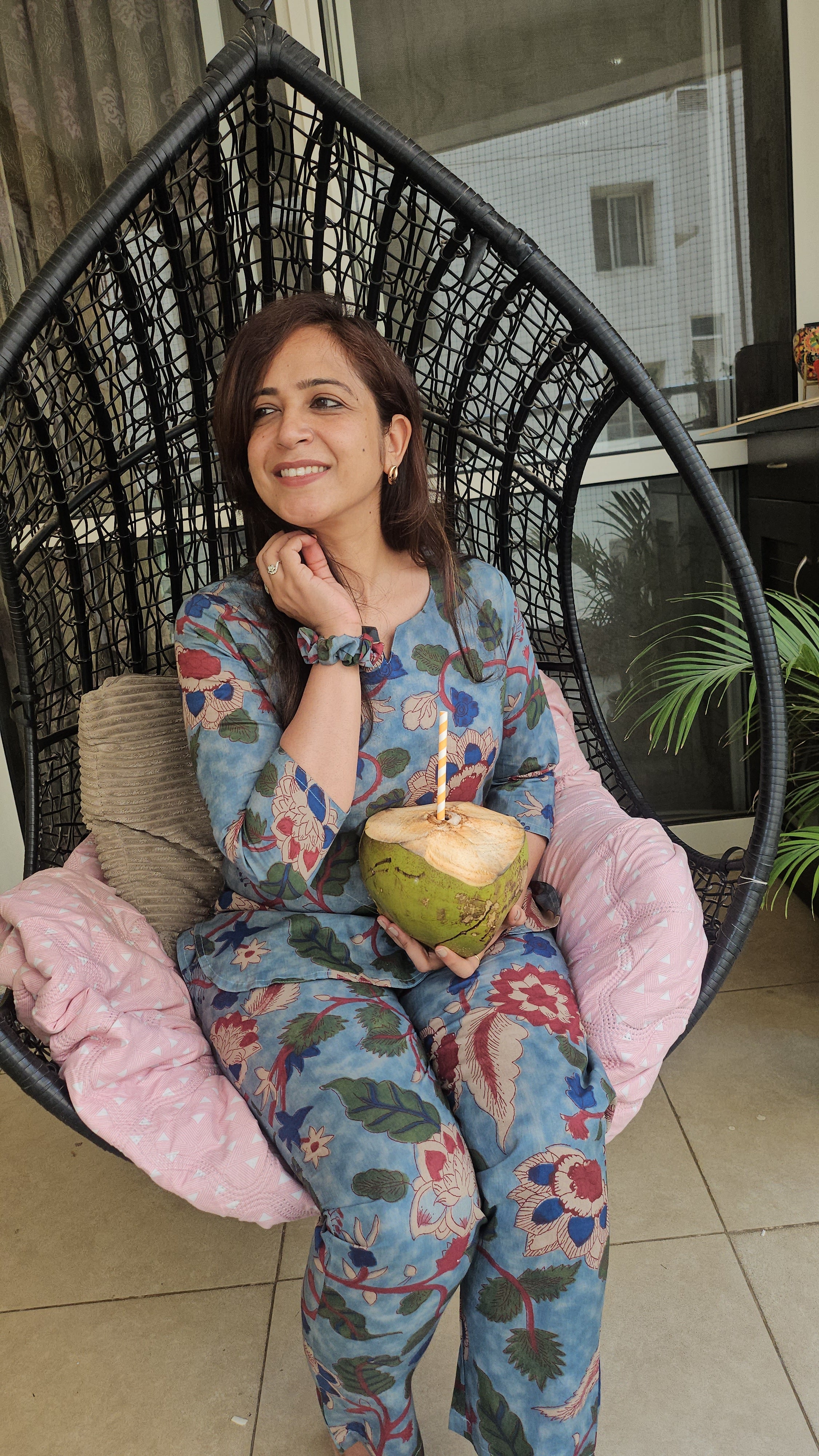 Royal Bloom Jaipur Print Coord Set with Matching Scrunchie