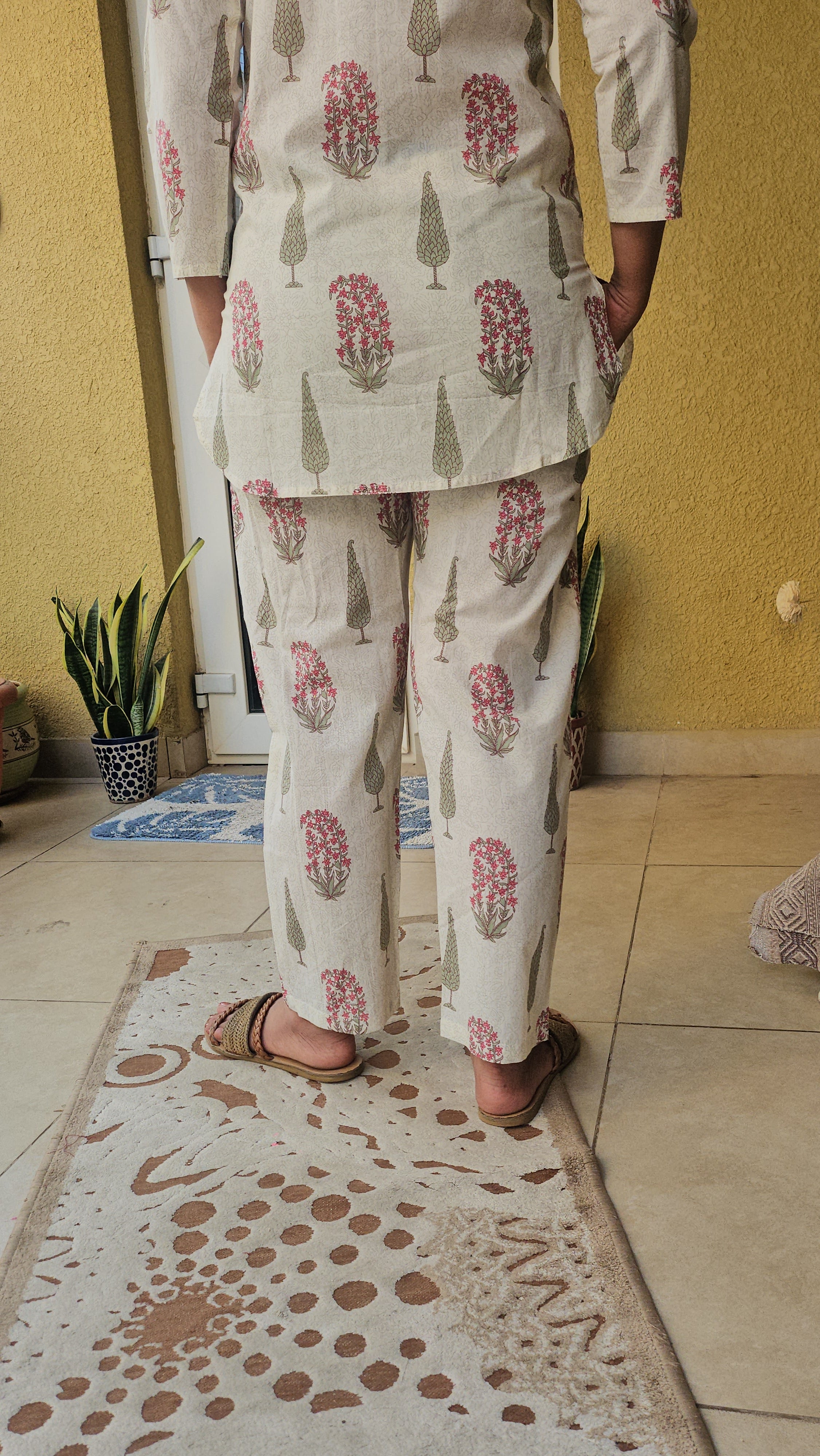 Block Print White Comfy Co-ord Set