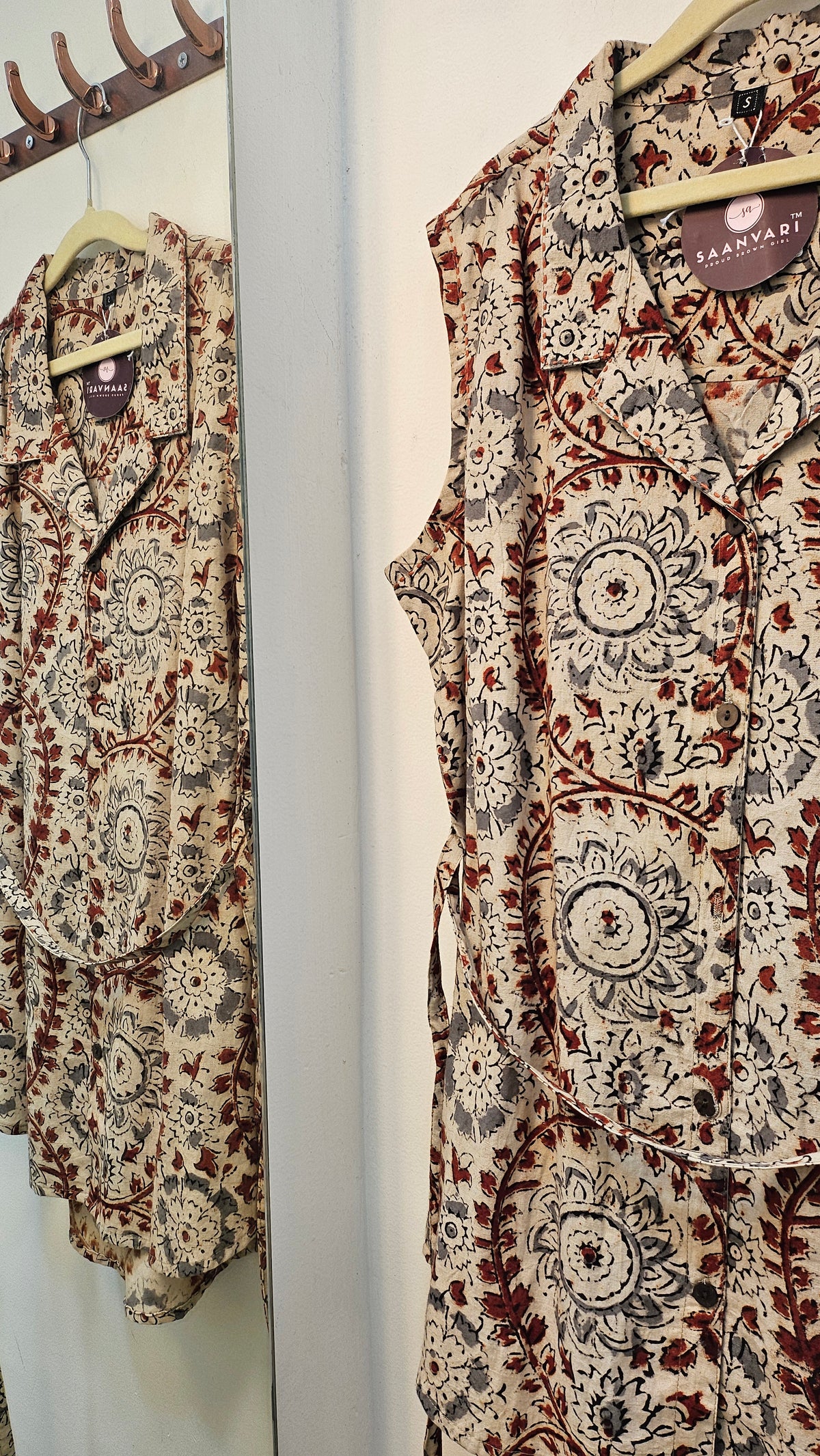 Kalamkari Print Shirt with Belt – Traditional Print, Contemporary Style