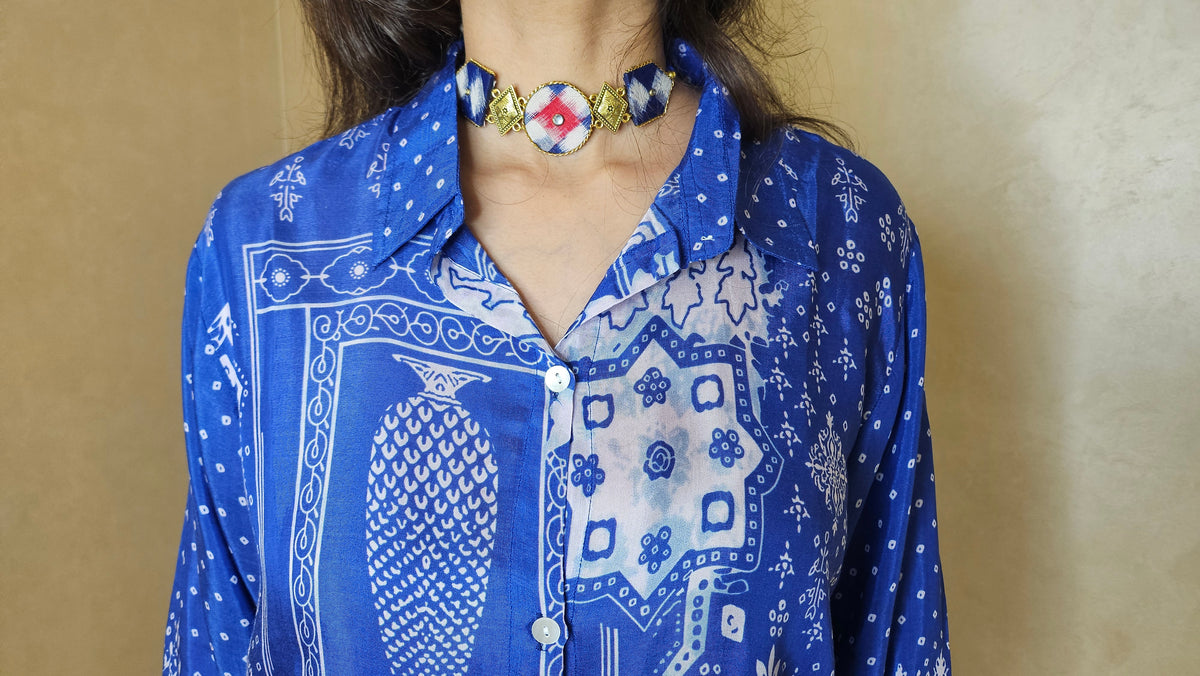 Royal Blue Bandhani Print Lightweight Co-ord Set for Women