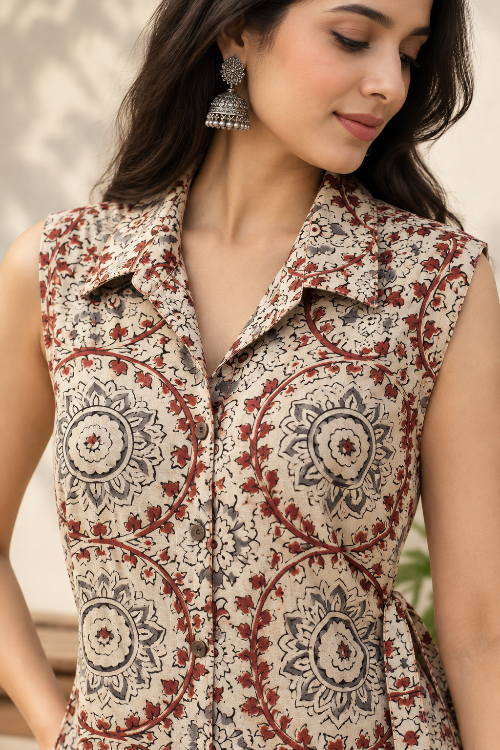 Kalamkari Print Shirt with Belt – Traditional Print, Contemporary Style