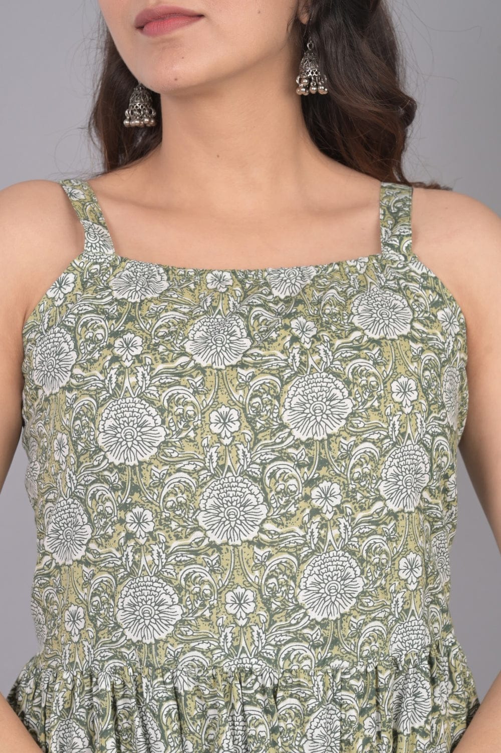 Jaipur Cotton Floral Midi Dress for Women | Sleeveless Summer Dress