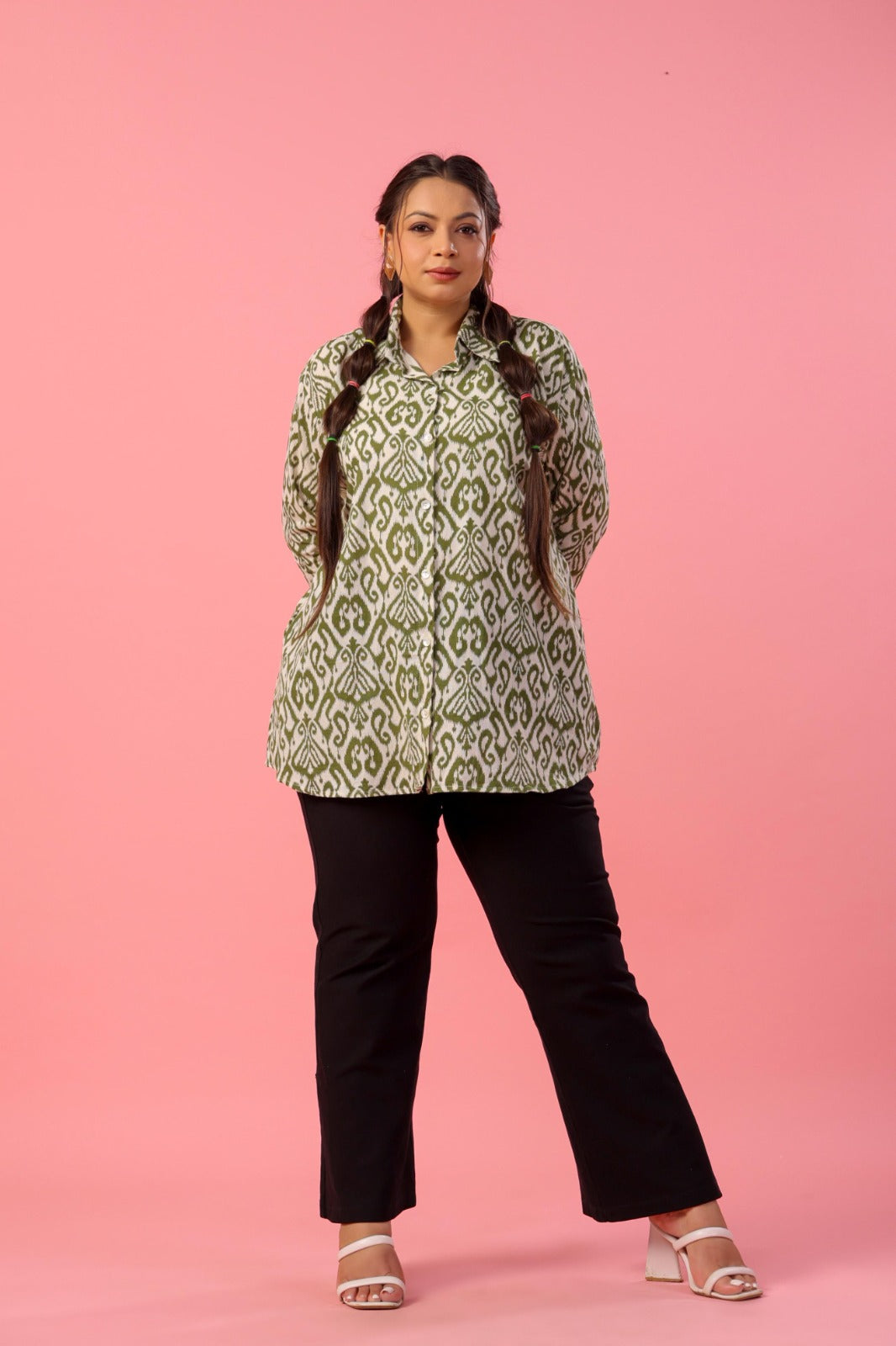 Plus Size : Ikkat Printed Cotton Shirt - (4XL - 7XL)