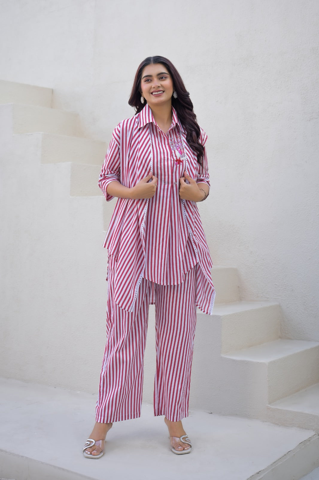 Red Stripe Cotton Co-Ord Set