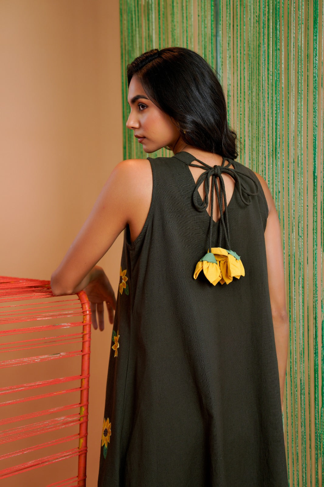 Olive Green Handpainted A-Line coord Set