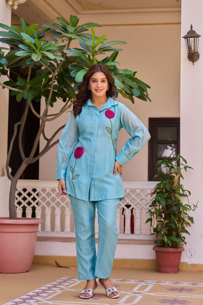 Aqua Bloom 2-Piece Coord Set
