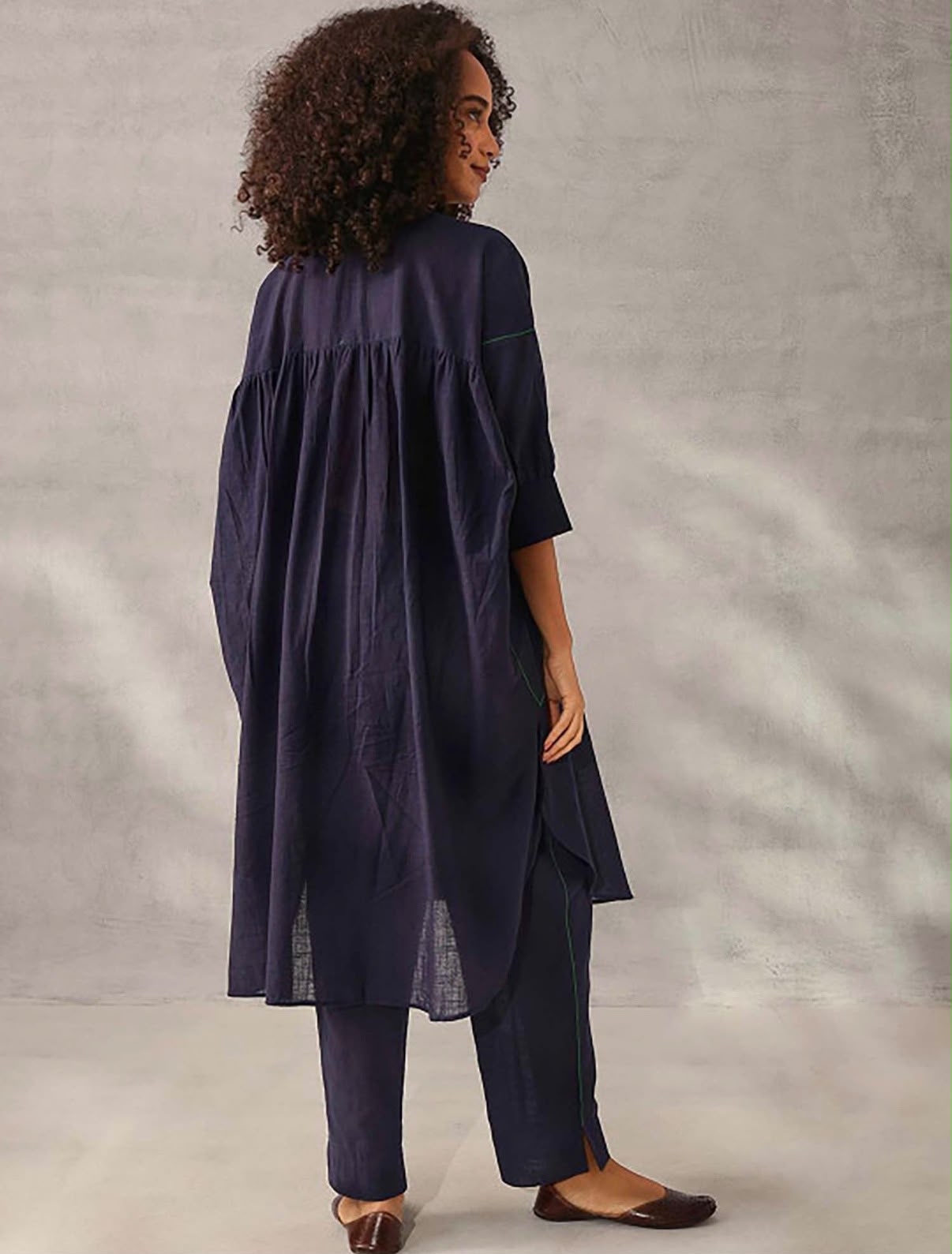Deep Navy Blue Loose Fit Co-ord Set with Contrast Piping